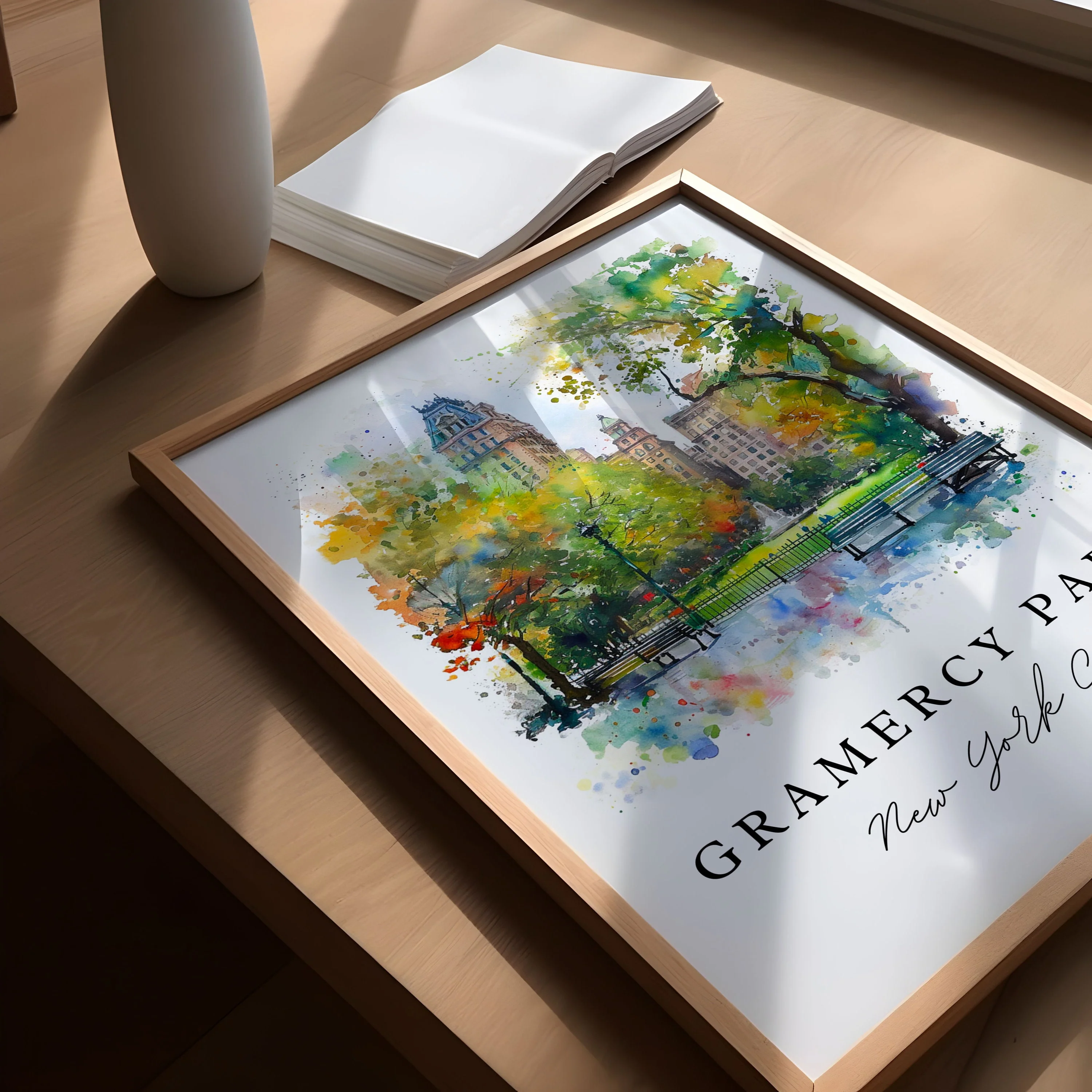 Gramercy Park, NYC, New York – Watercolor Art Print - Image 3
