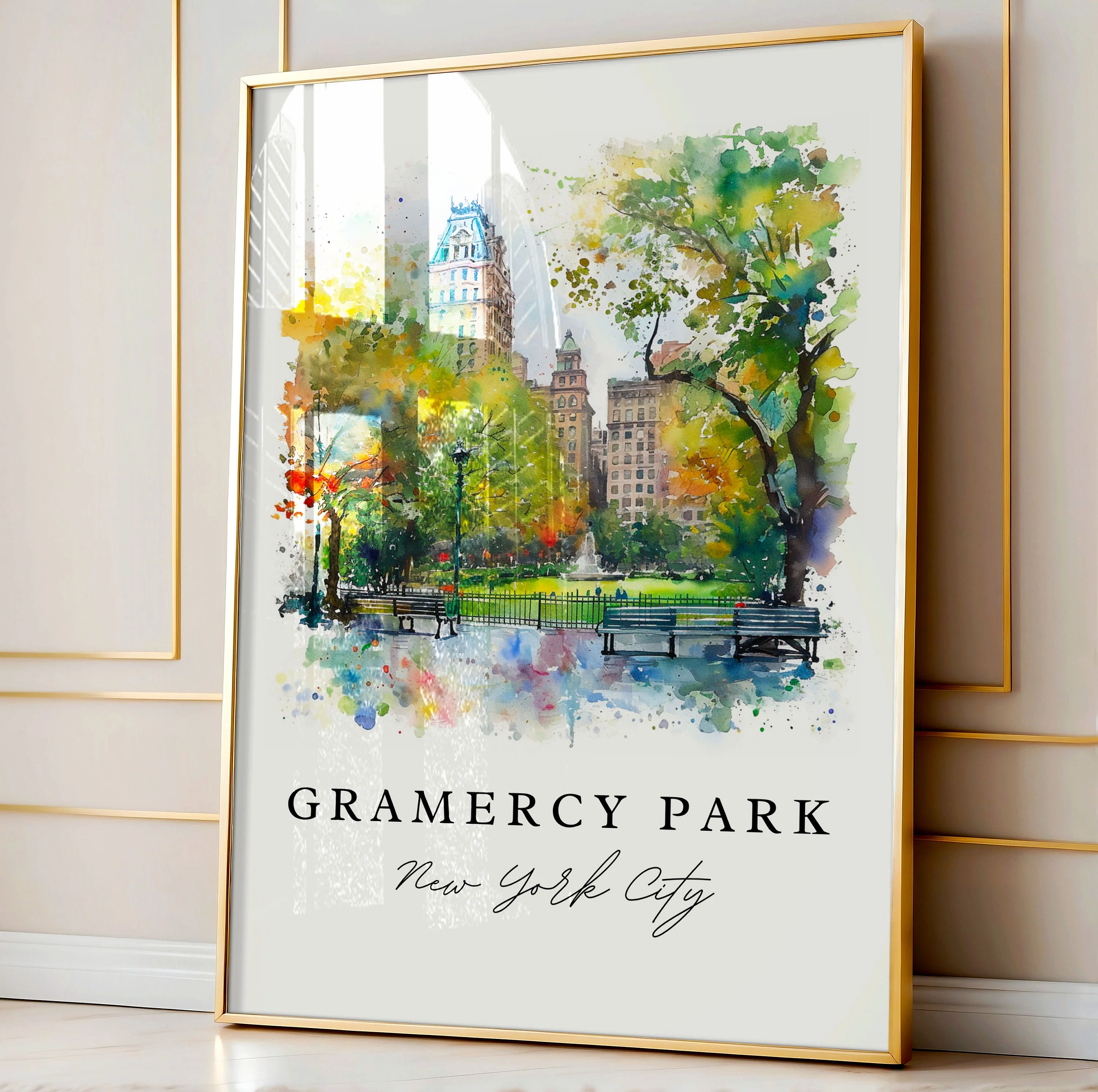 Gramercy Park, NYC, New York – Watercolor Art Print - Image 4