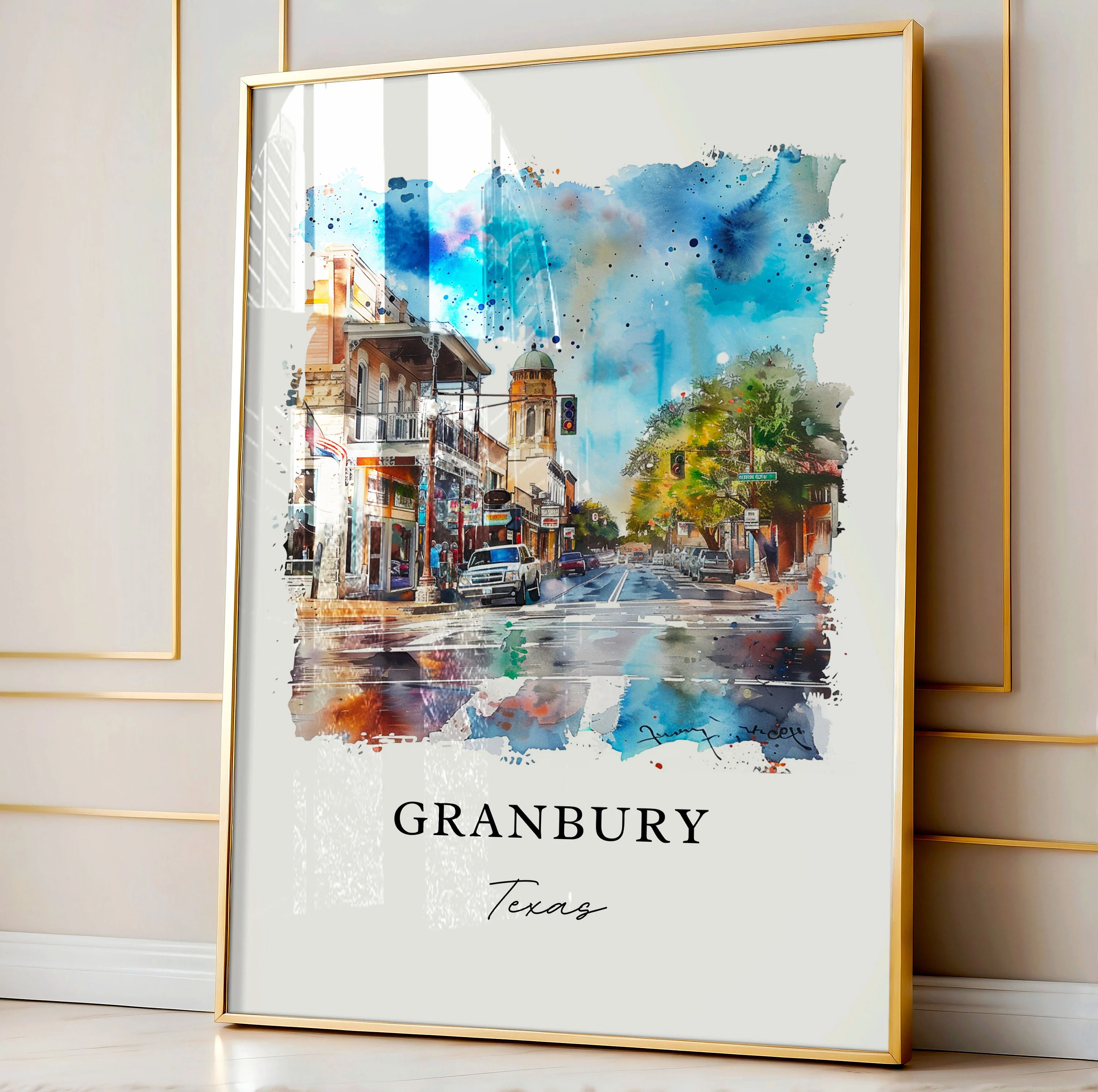 Granbury, TX, Texas – Watercolor Art Print - Image 4