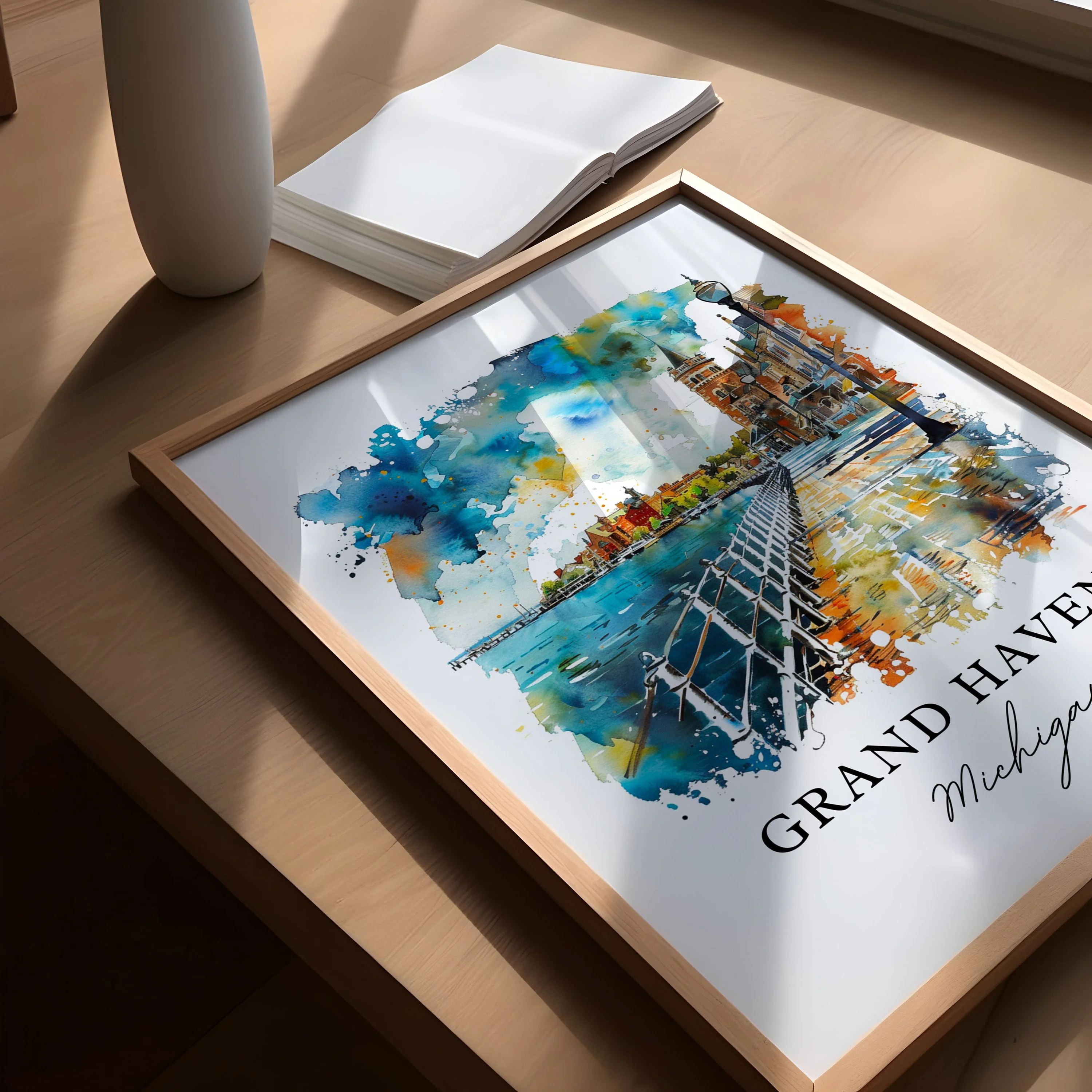 Grand Haven, Michigan – Watercolor Art Print - Image 3