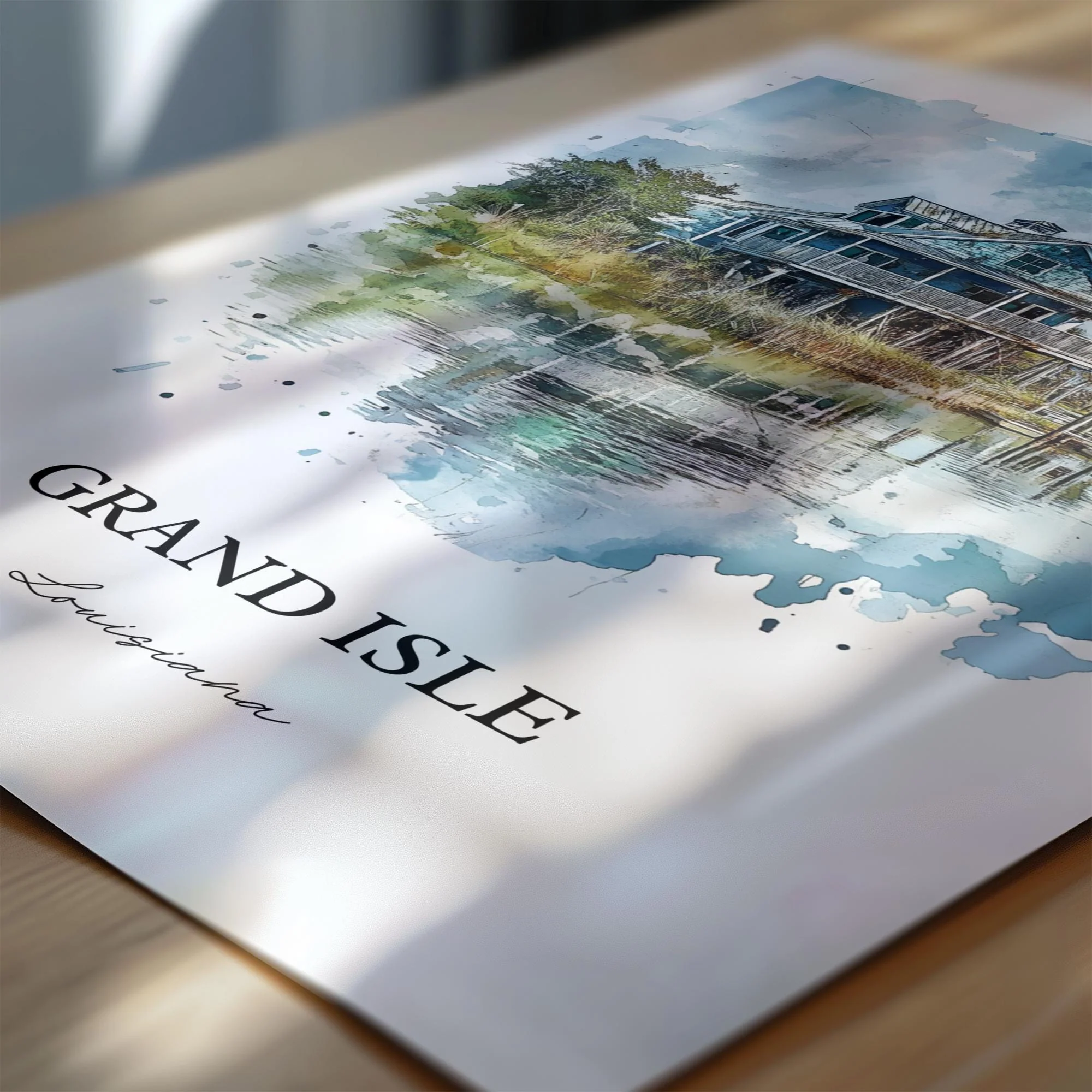 Grand Isle, Louisiana, Louisiana – Watercolor Art Print - Image 2