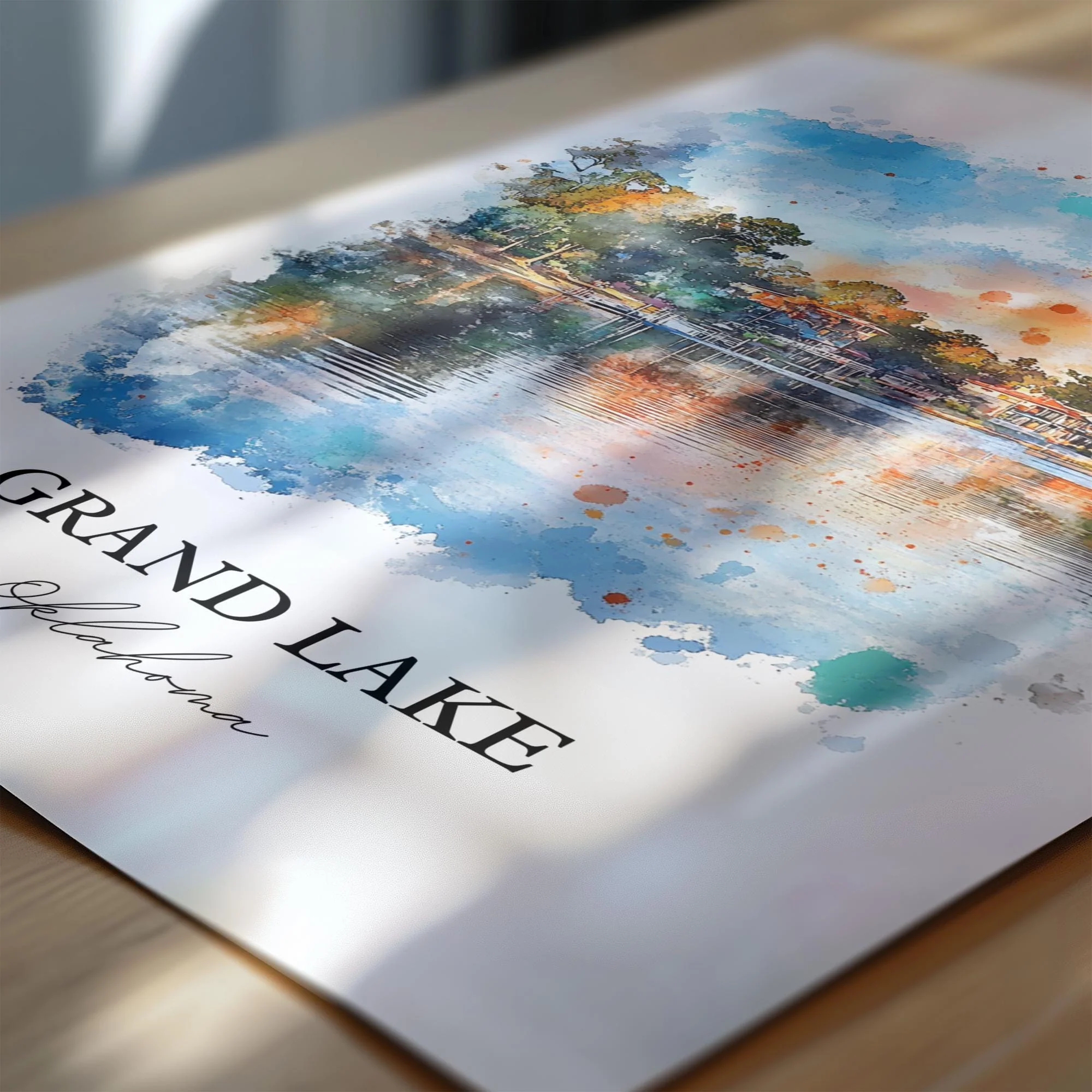 Grand Lake, Oklahoma, USA – Watercolor Art Print - Image 2