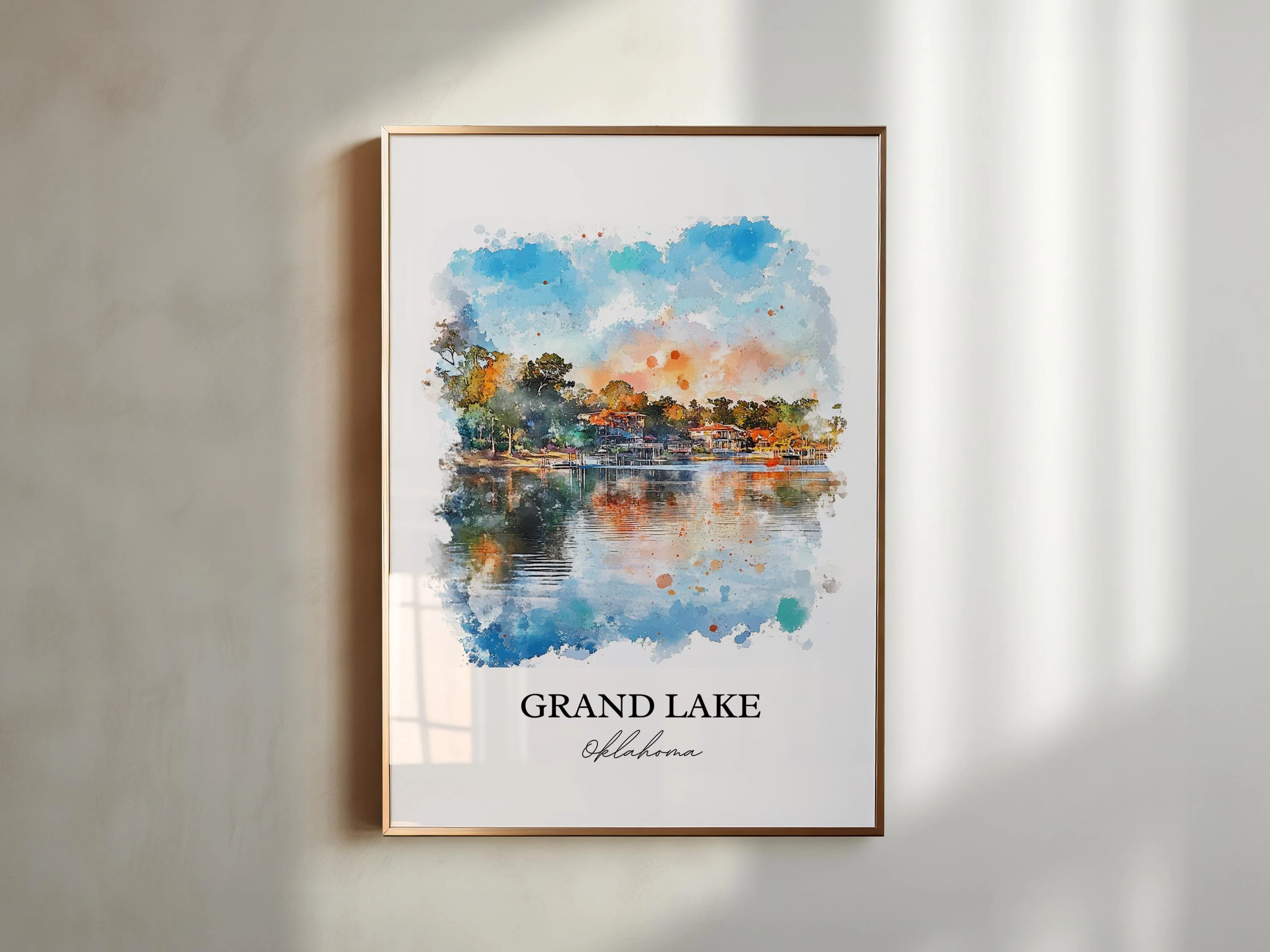Grand Lake, Oklahoma, USA – Watercolor Art Print - Image 3