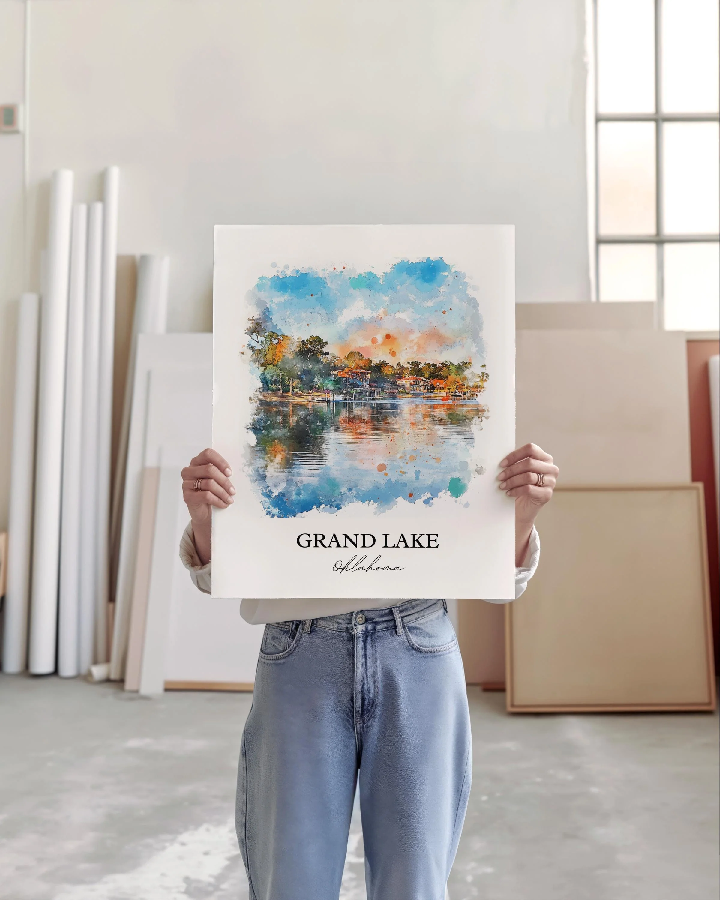 Grand Lake, Oklahoma, USA – Watercolor Art Print - Image 4