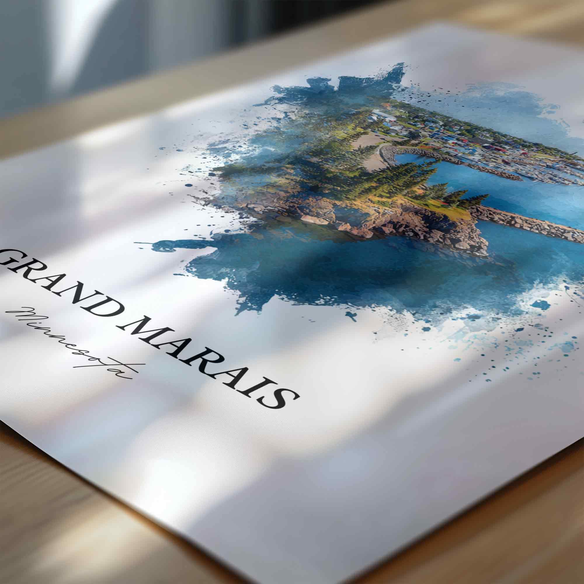 Grand Marais, Minnesota – Watercolor Art Print - Image 2