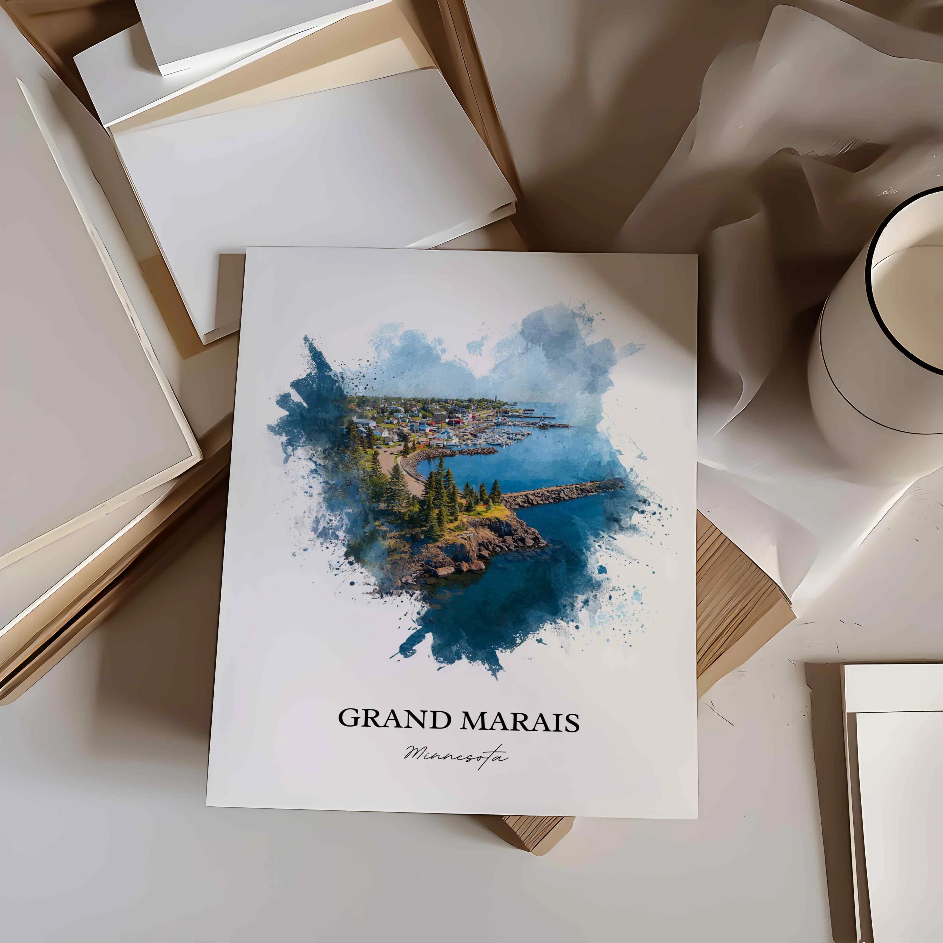 Grand Marais, Minnesota – Watercolor Art Print - Image 9