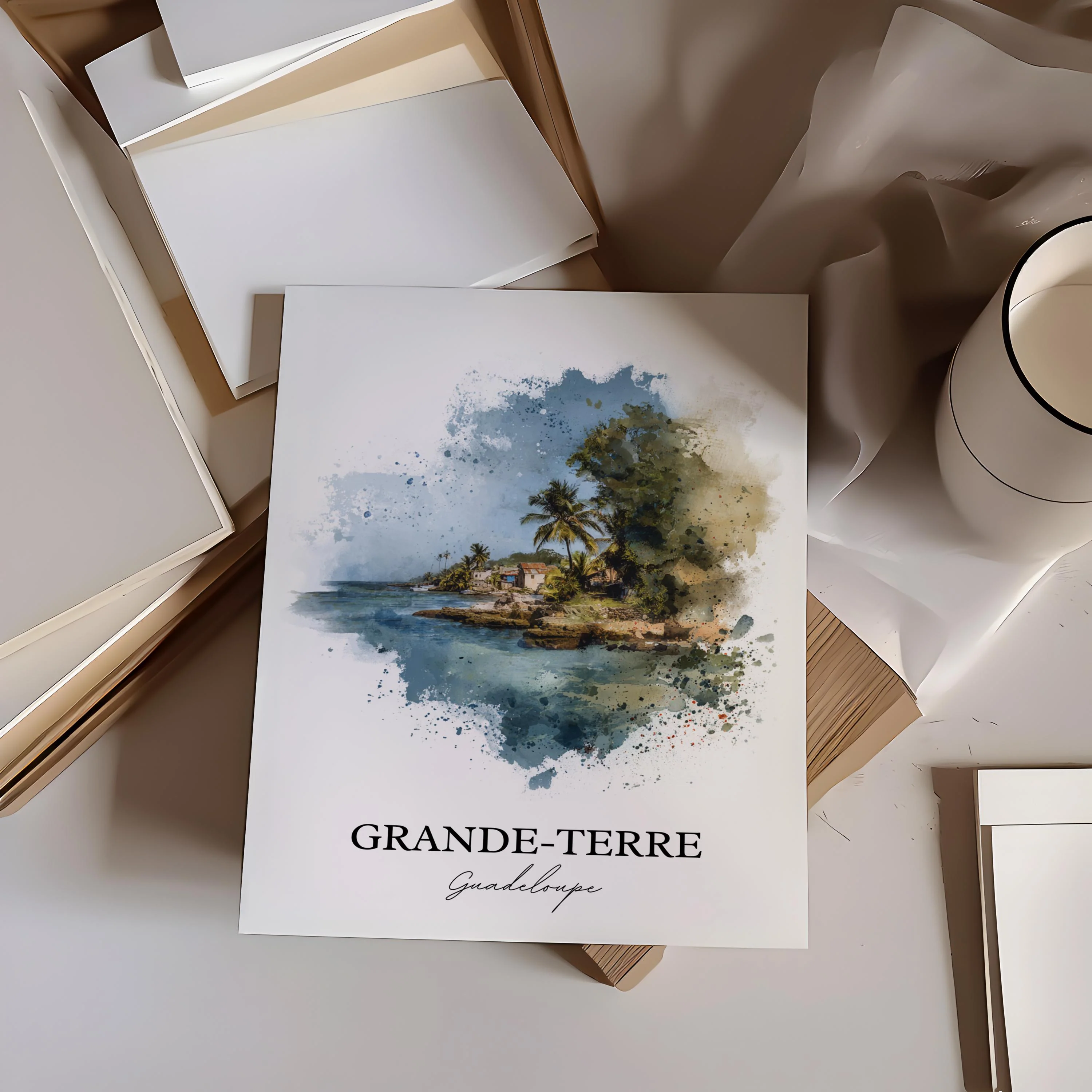 Grande-Terre, Guadeloupe – Watercolor Art Print - Image 3