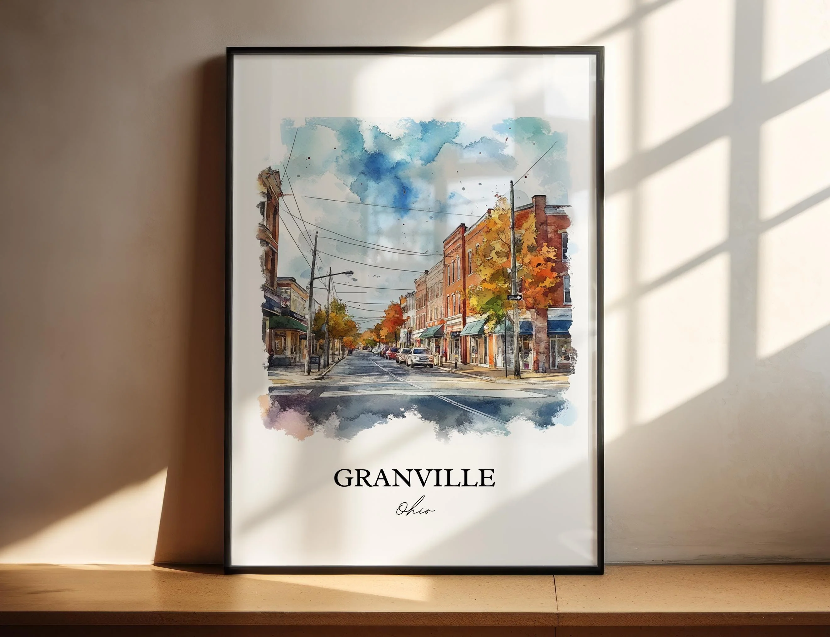 Granville, Ohio, USA – Watercolor Art Print