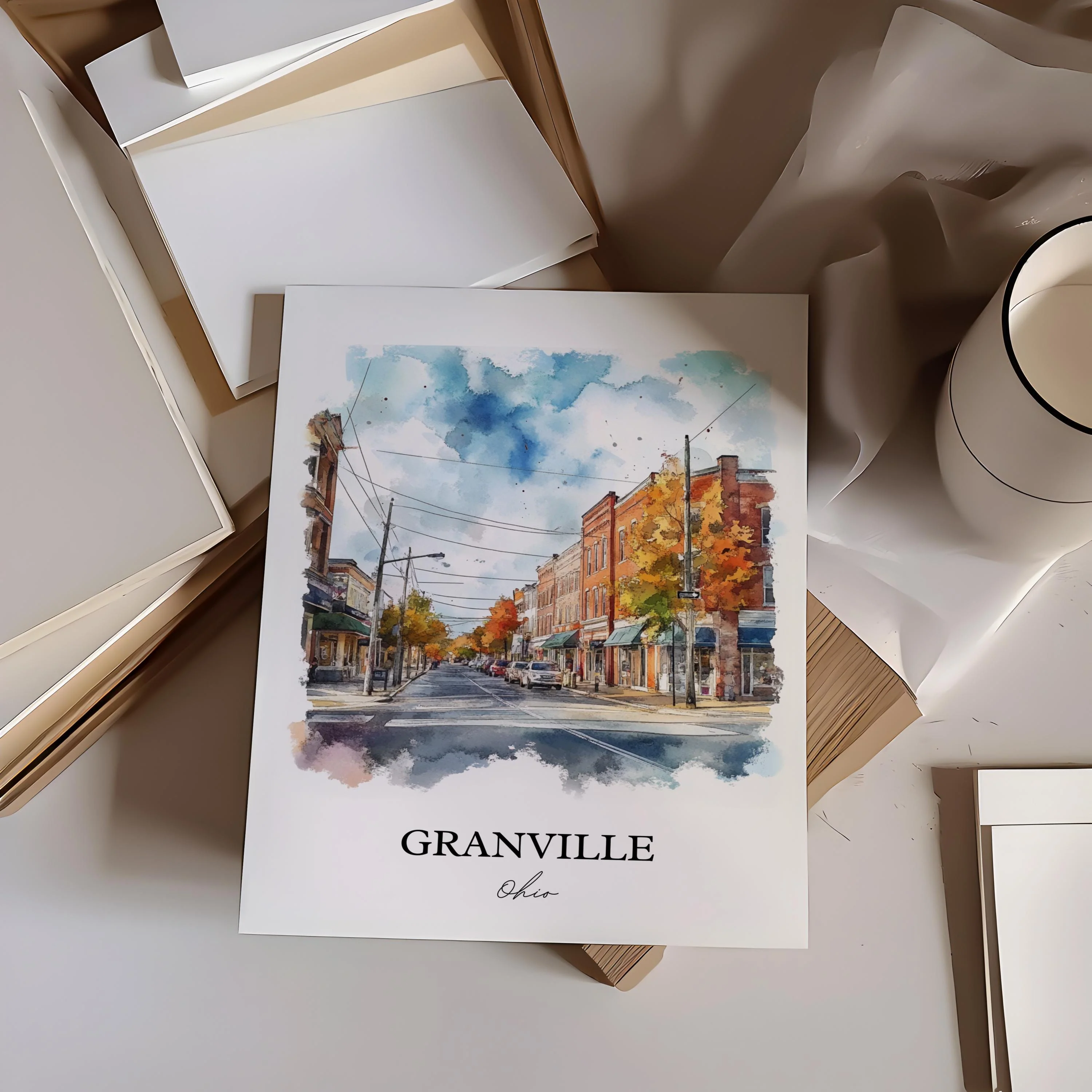 Granville, Ohio, USA – Watercolor Art Print - Image 6