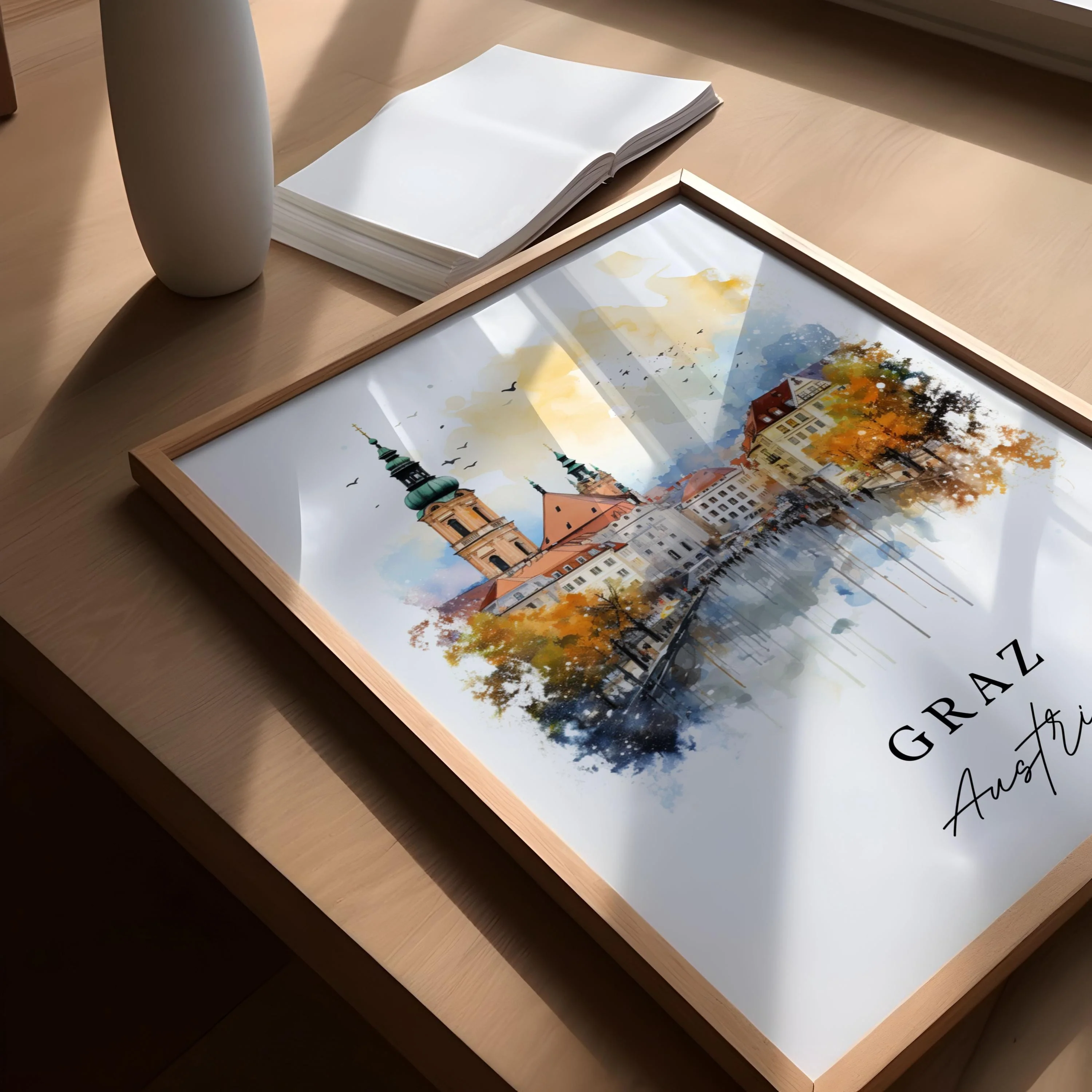 Graz, Austria – Watercolor Art Print - Image 3