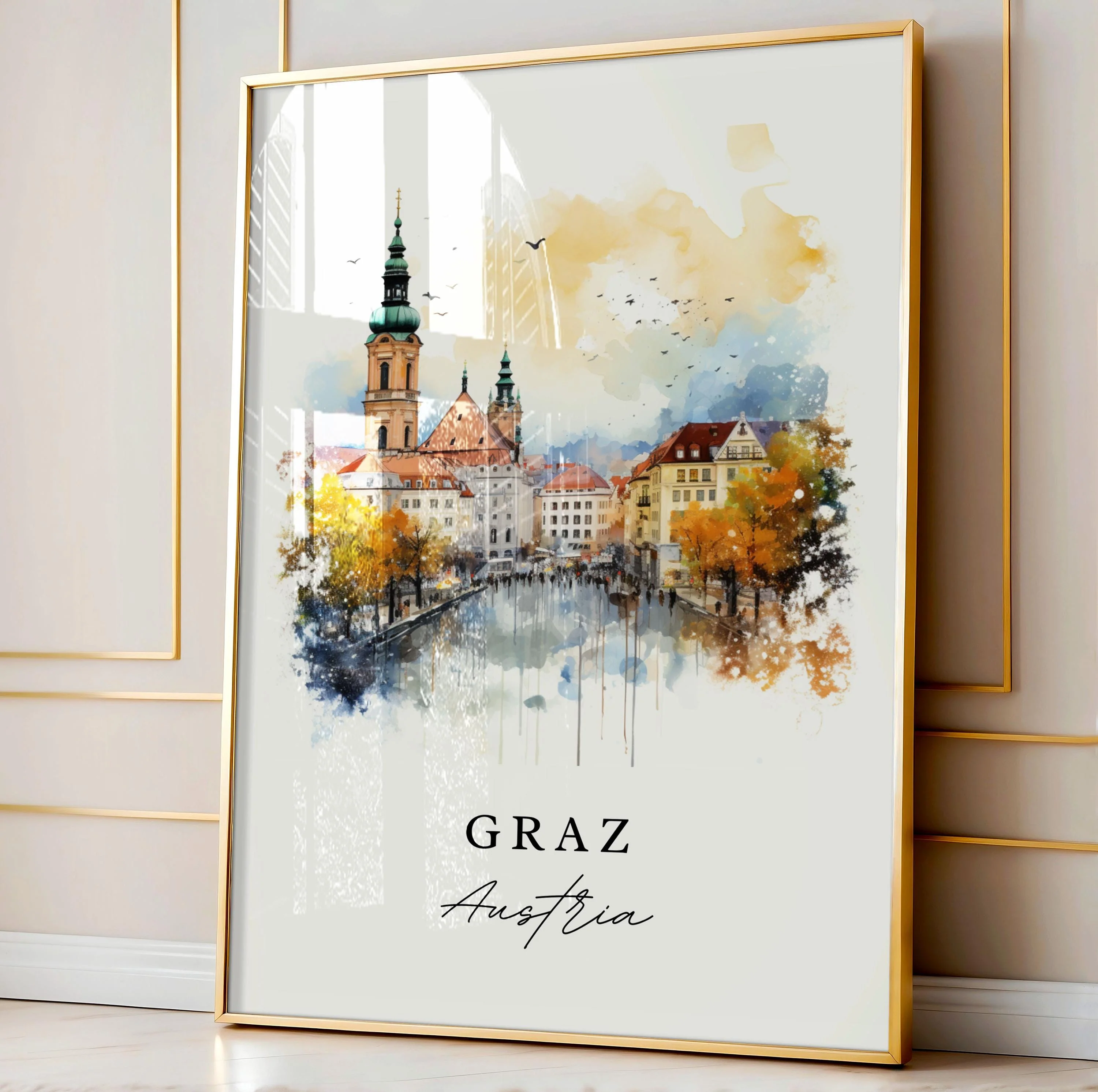 Graz, Austria – Watercolor Art Print - Image 4