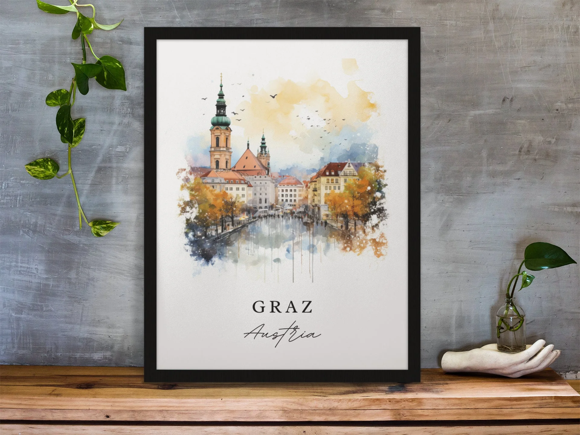 Graz, Austria – Watercolor Art Print - Image 5