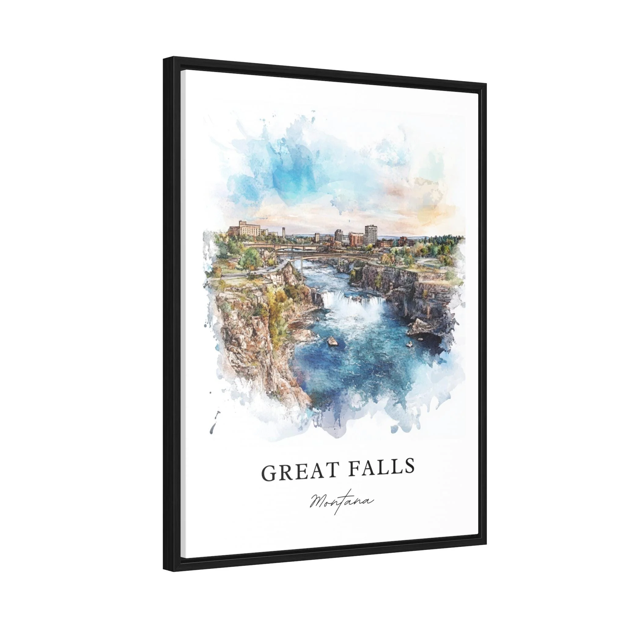Great Falls, United States – Watercolor Art Print - Image 2
