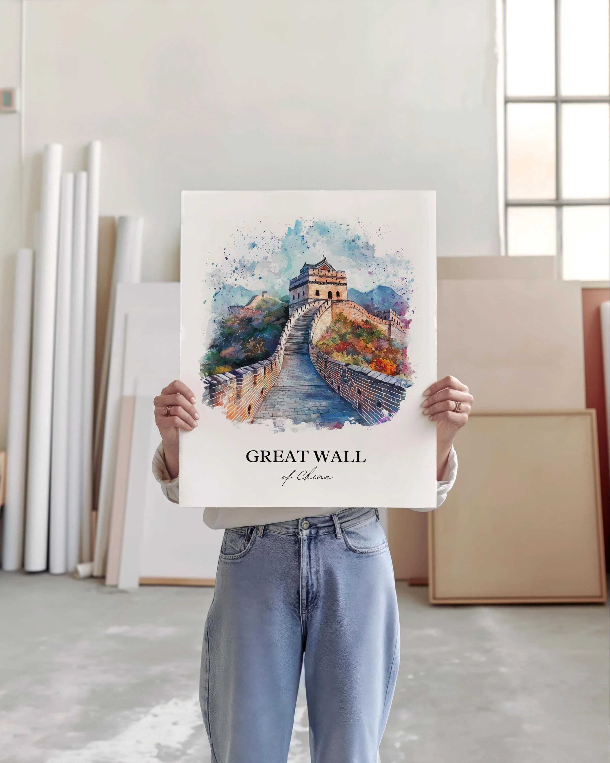 Great Wall of China, China – Watercolor Art Print - Image 3