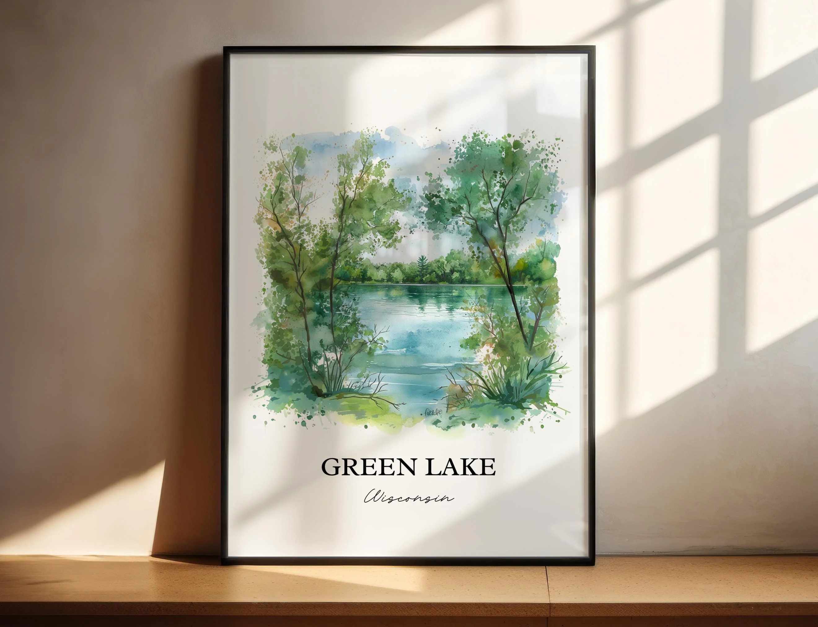 Green Lake, Wisconsin, USA – Watercolor Art Print