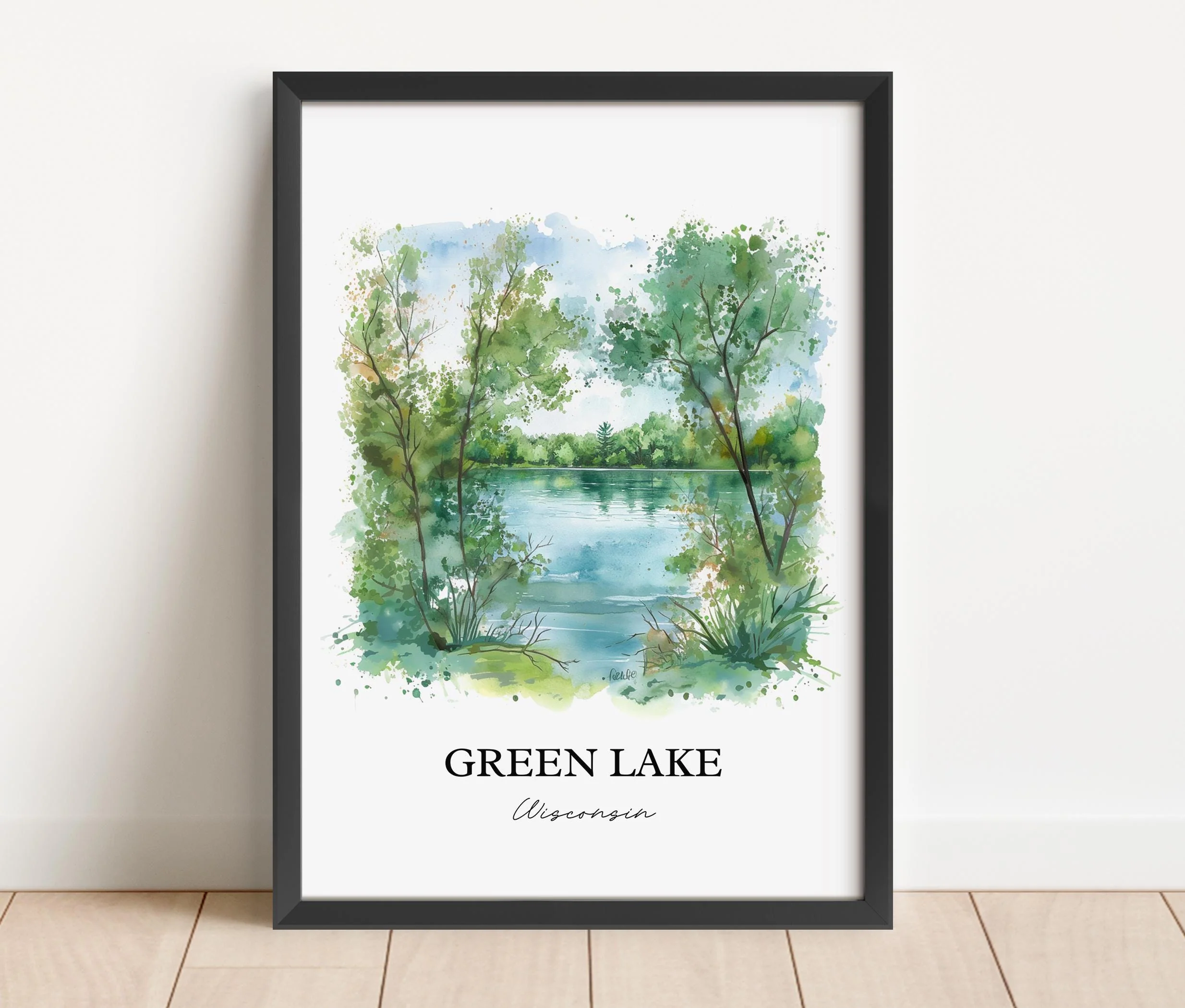 Green Lake, Wisconsin, USA – Watercolor Art Print - Image 4