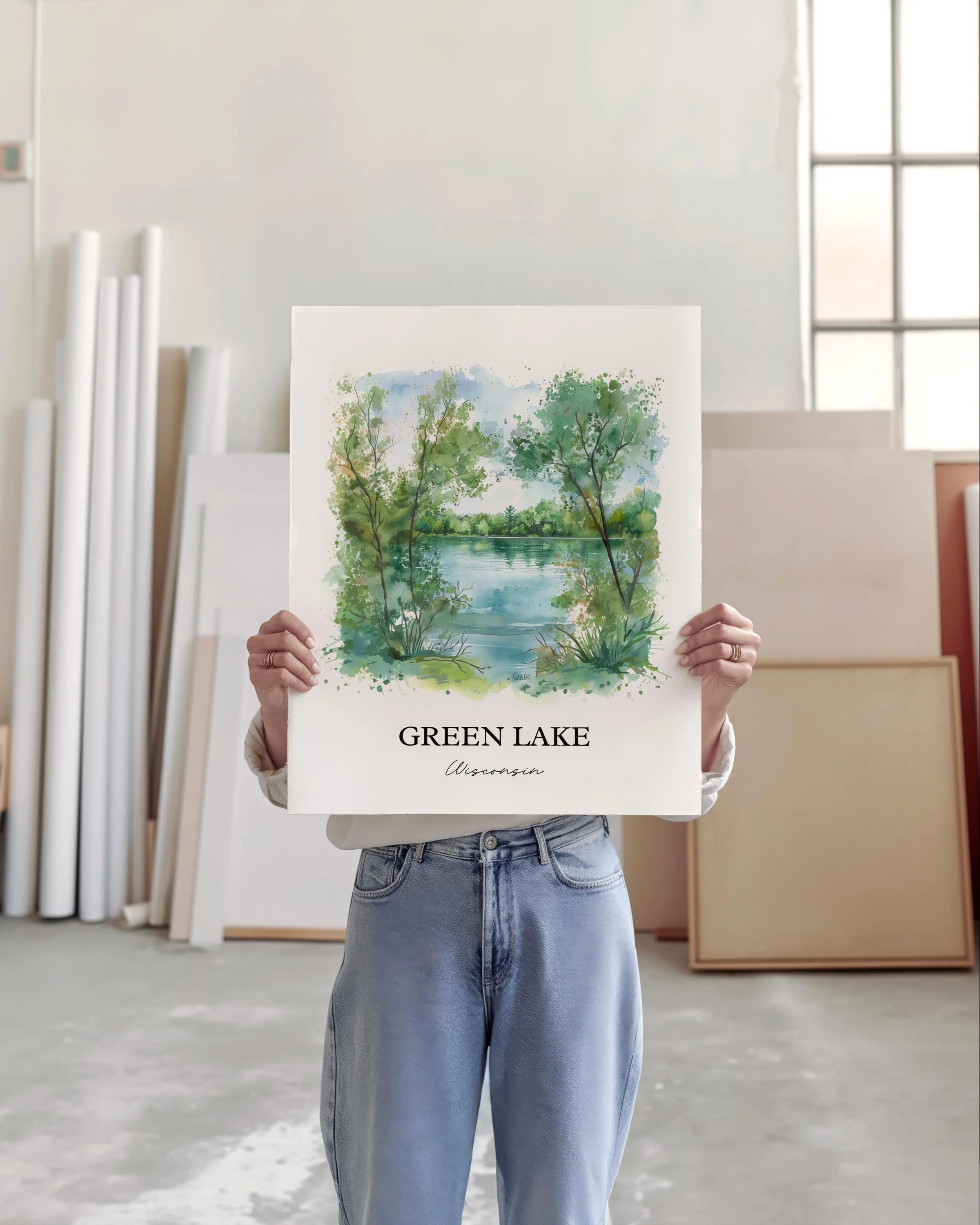 Green Lake, Wisconsin, USA – Watercolor Art Print - Image 5