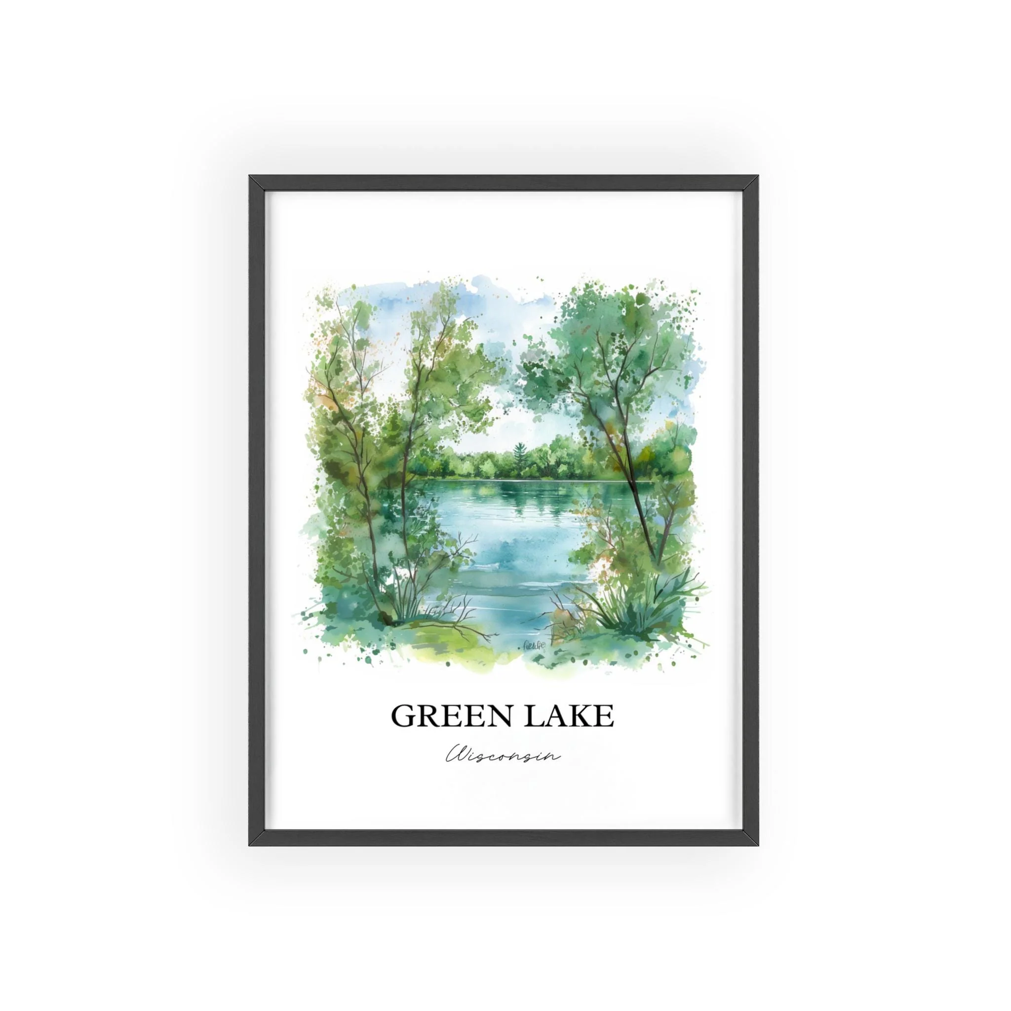 Green Lake, Wisconsin, USA – Watercolor Art Print - Image 7