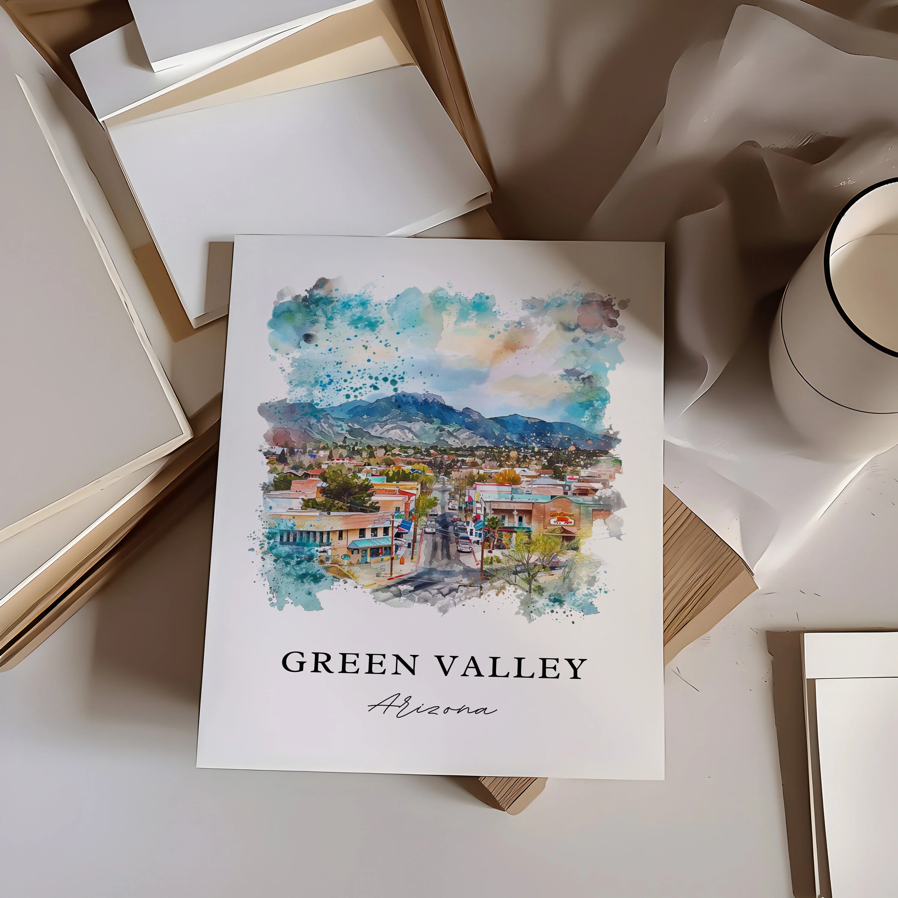 Green Valley, California – Watercolor Art Print - Image 2