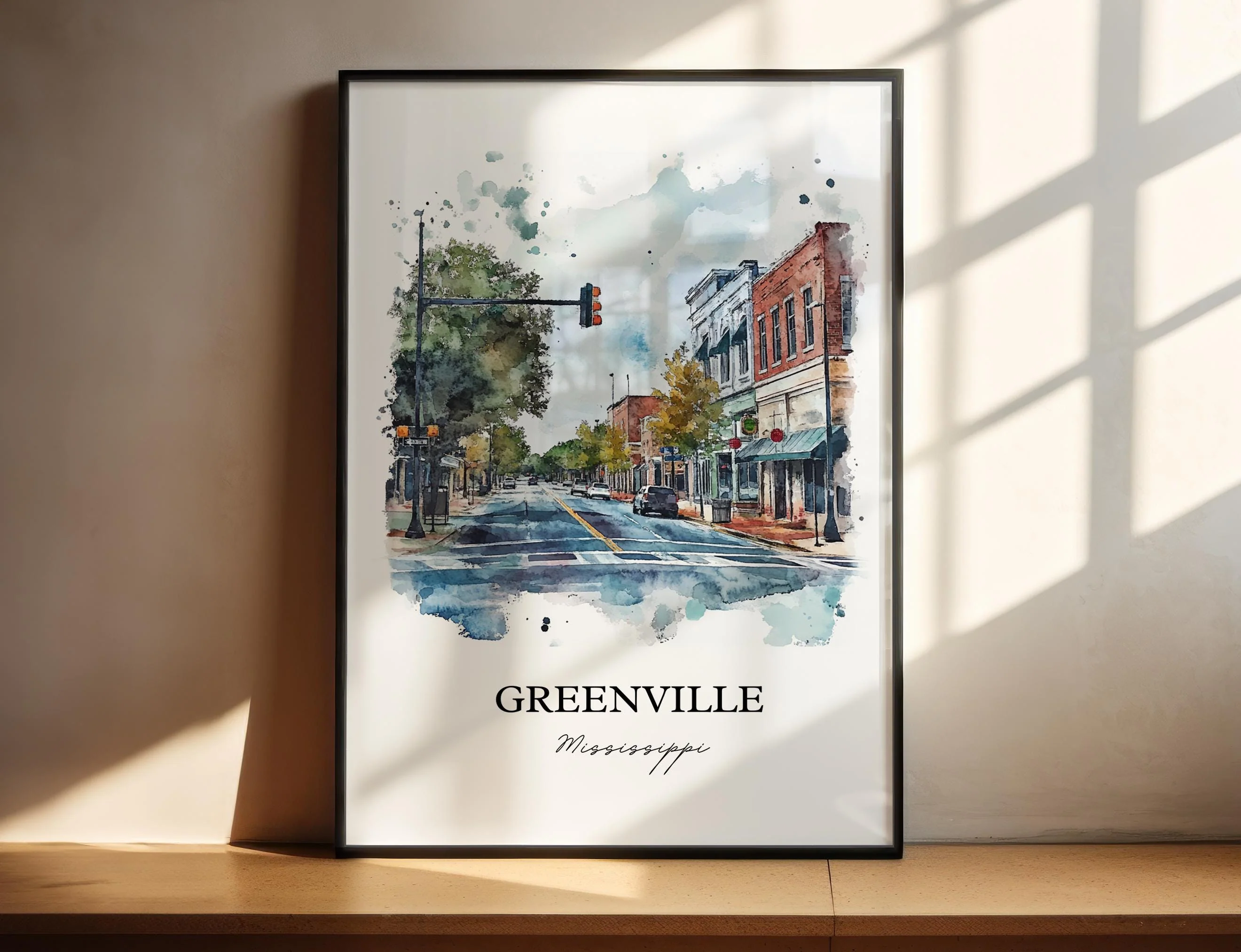 Greenville, Mississippi, USA – Watercolor Art Print - Image 4