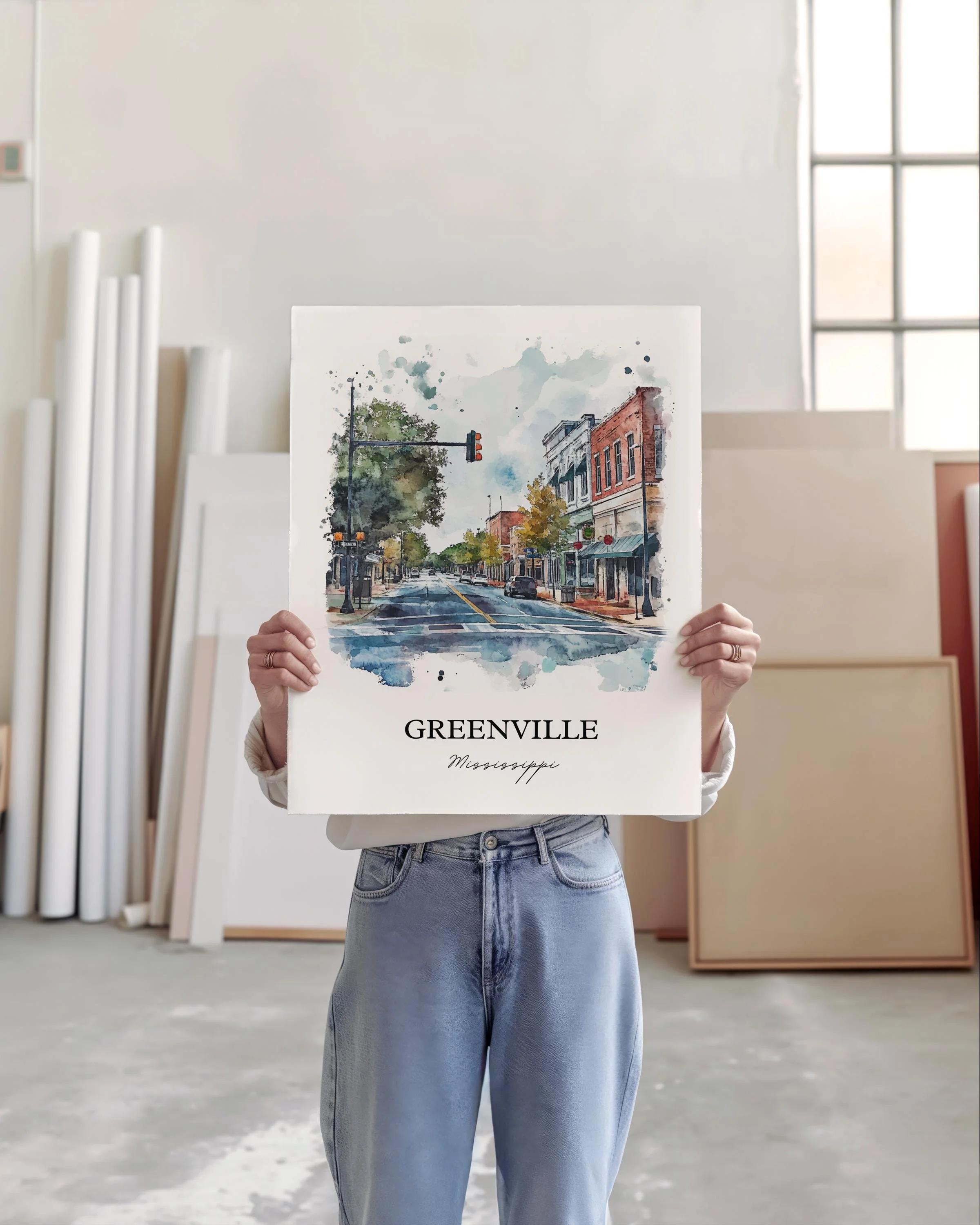 Greenville, Mississippi, USA – Watercolor Art Print - Image 5