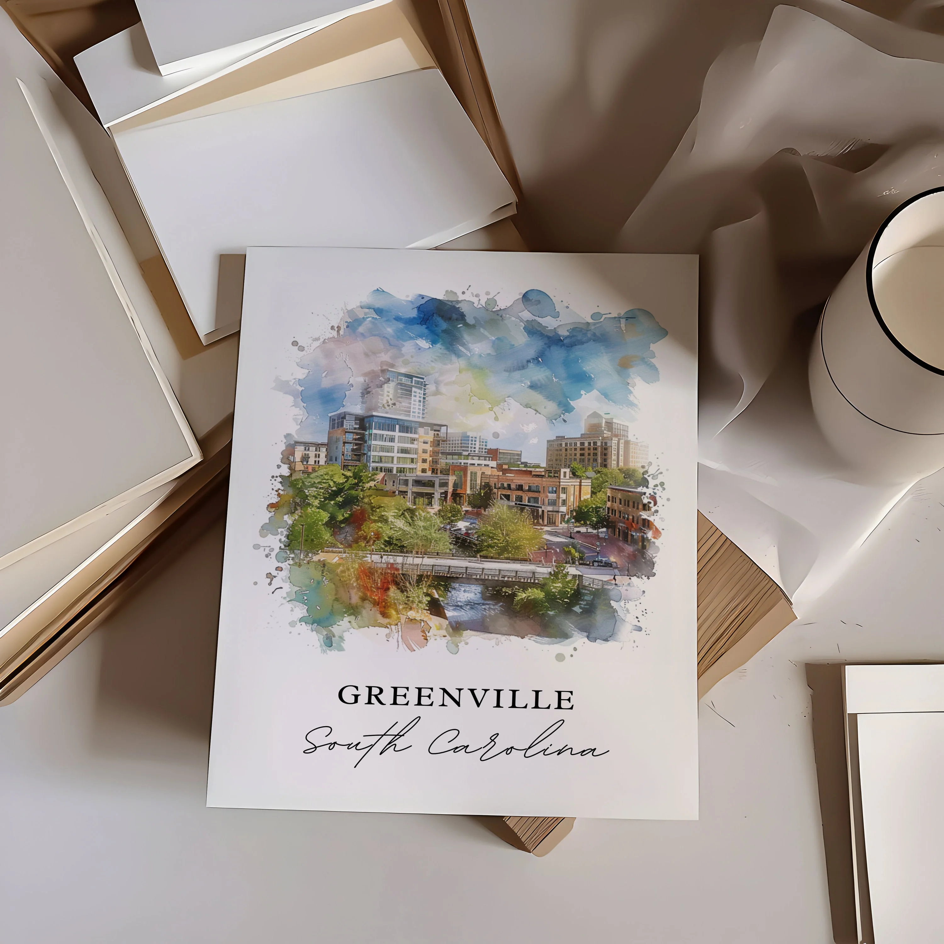 Greenville, USA – Watercolor Art Print - Image 2