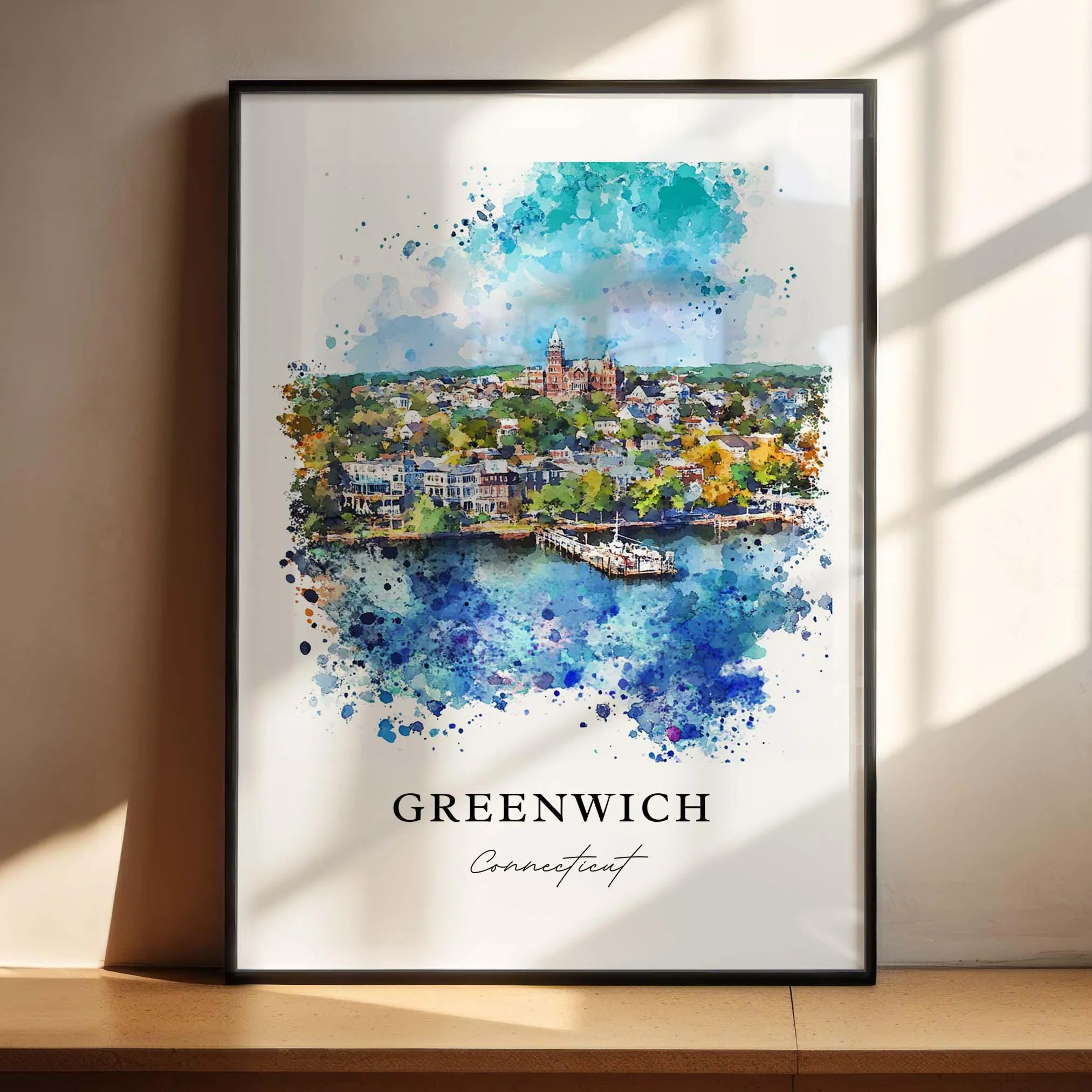 Greenwich, Connecticut, USA – Watercolor Art Print - Image 3