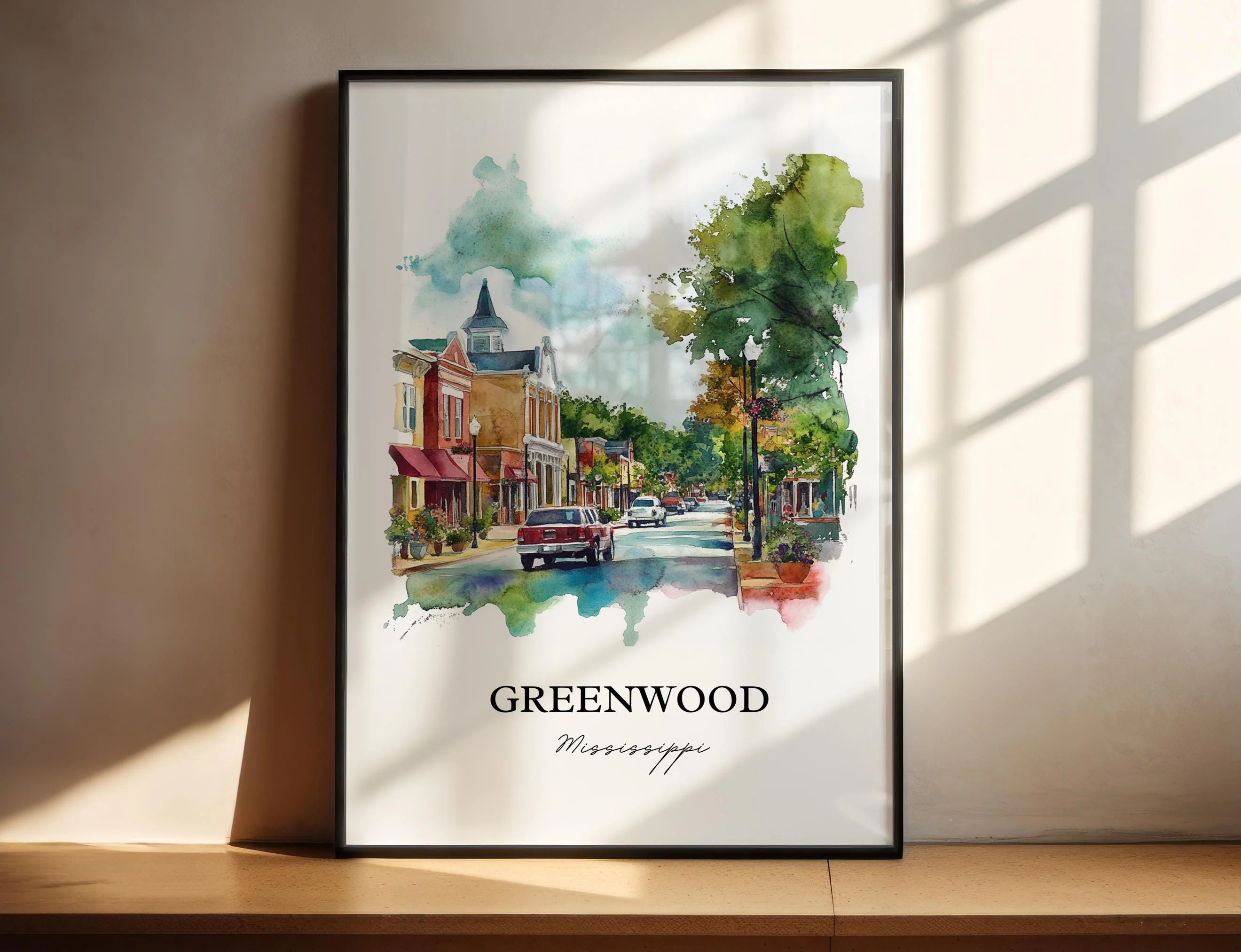 Greenwood, Mississippi, USA – Watercolor Art Print - Image 3
