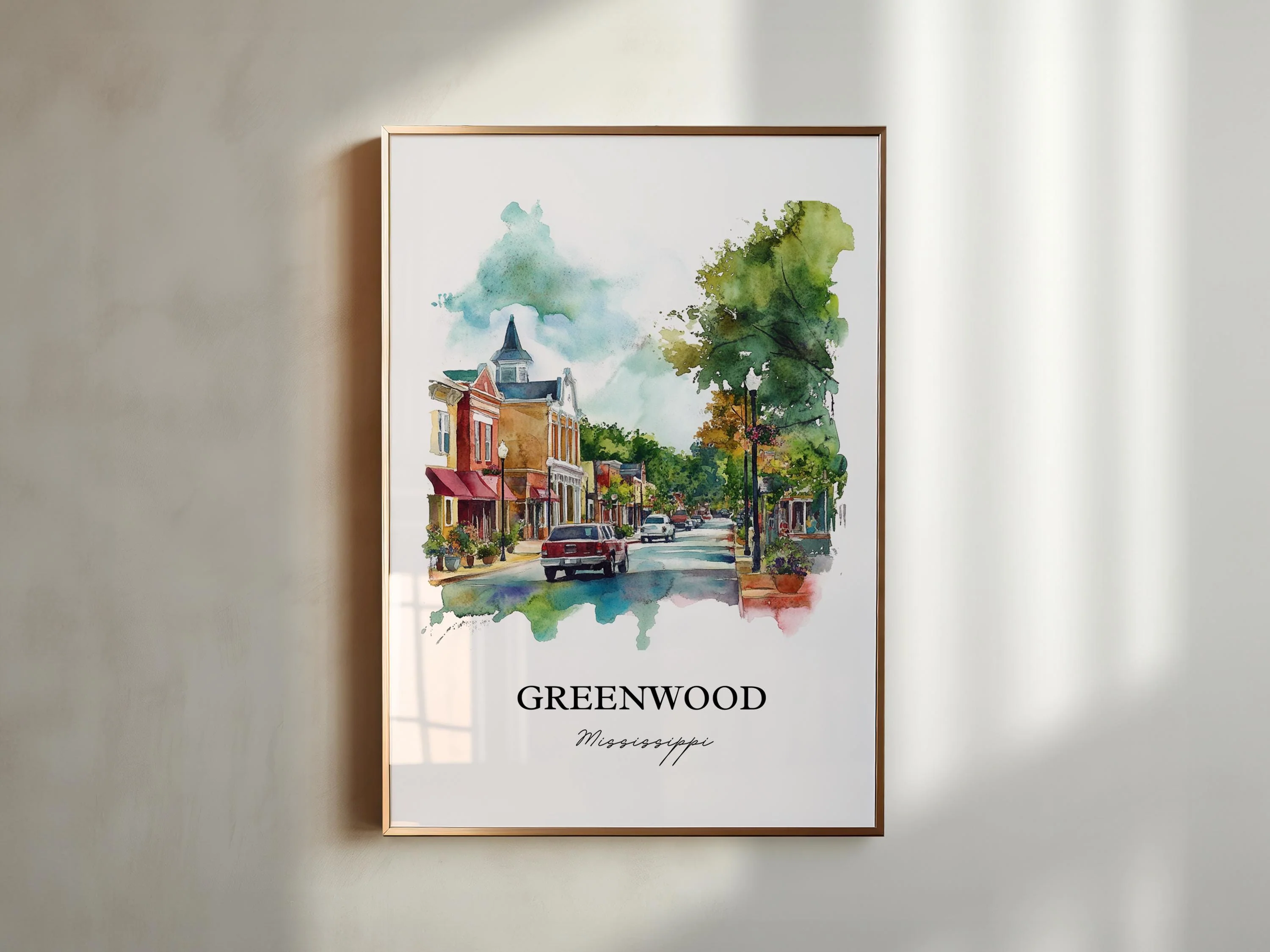 Greenwood, Mississippi, USA – Watercolor Art Print - Image 4