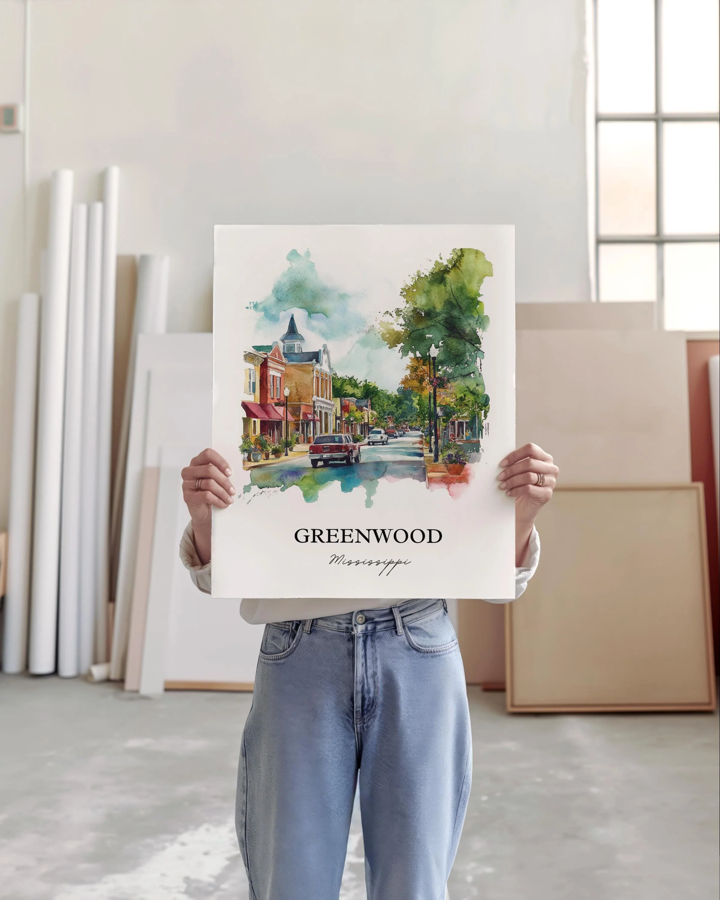 Greenwood, Mississippi, USA – Watercolor Art Print - Image 6