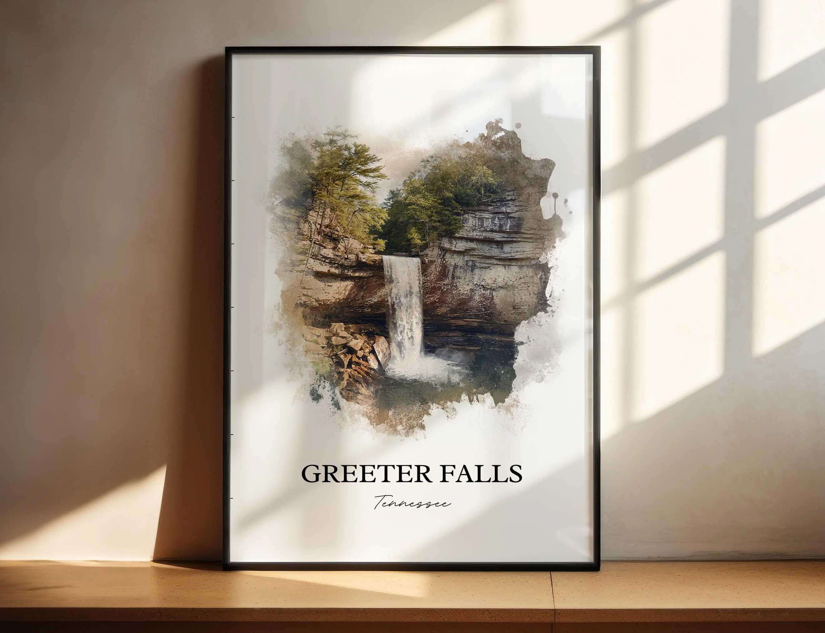 Greeter Falls, Tennessee, USA – Watercolor Art Print