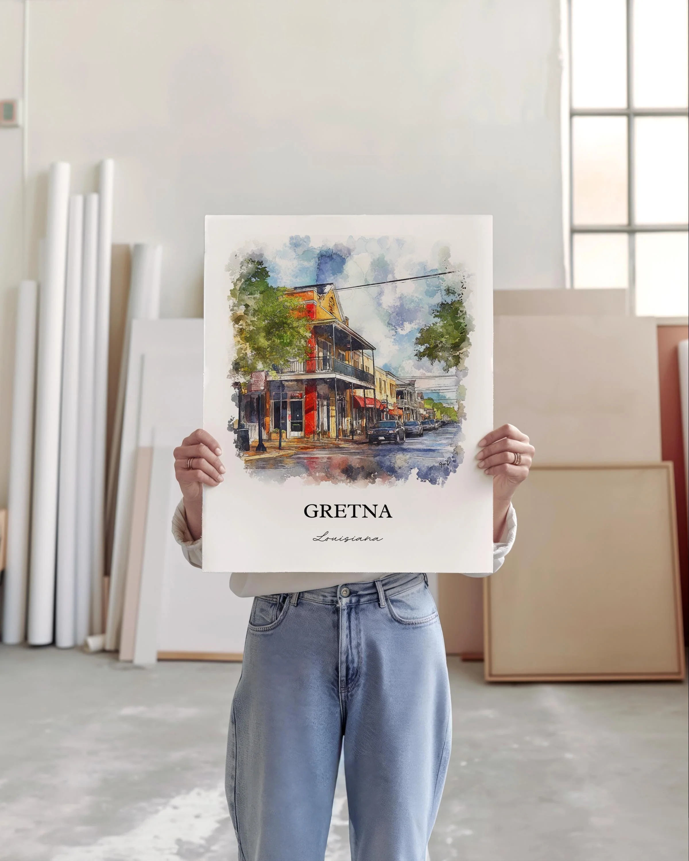 Gretna, Louisiana, Louisiana – Watercolor Art Print - Image 5