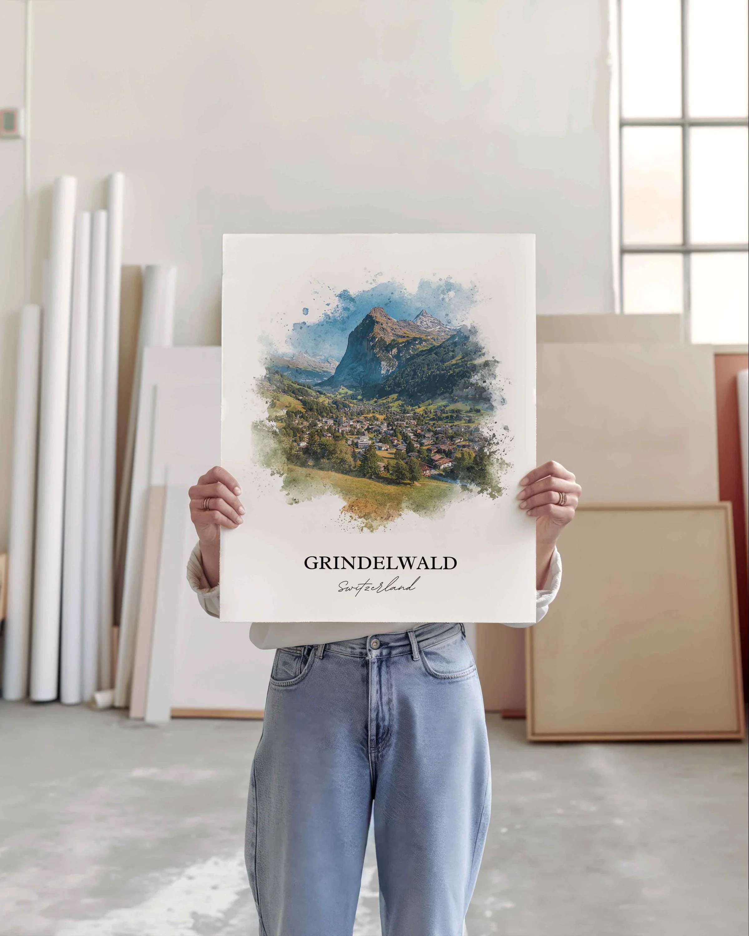 Grindelwald, Switzerland – Watercolor Art Print - Image 3