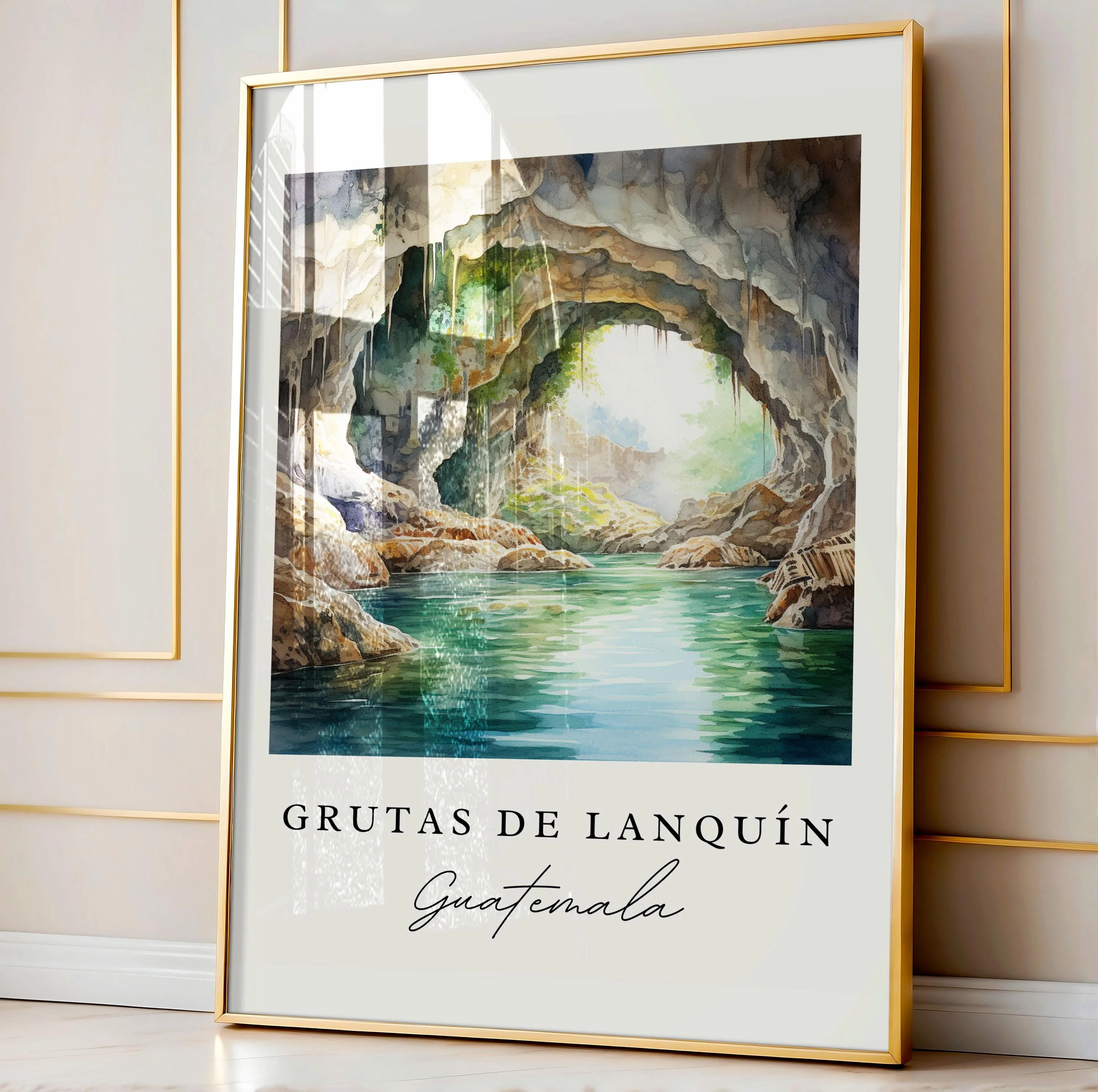 Grutas de Lanquín, Guatemala – Watercolor Art Print - Image 4