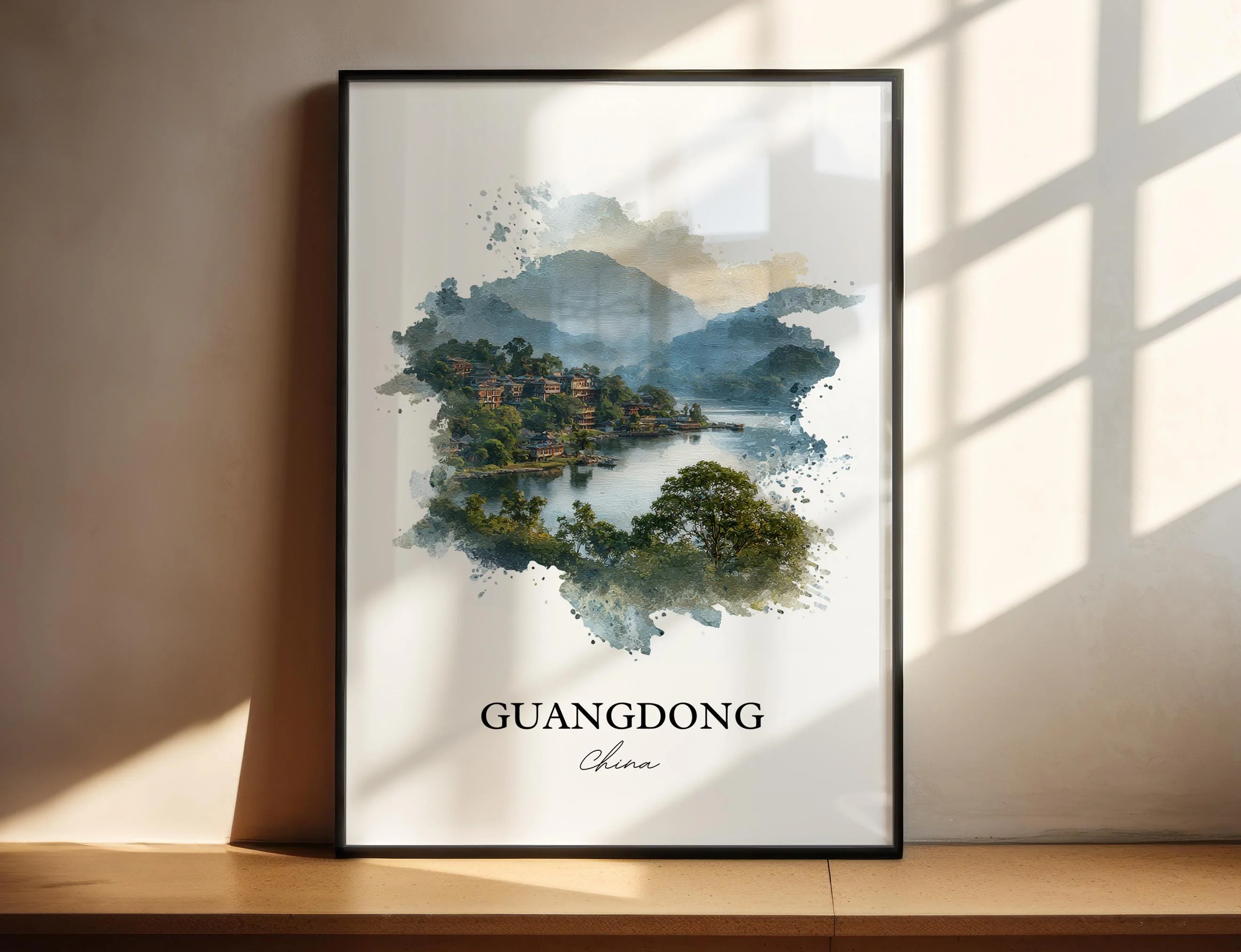 Guangdong, China – Watercolor Art Print