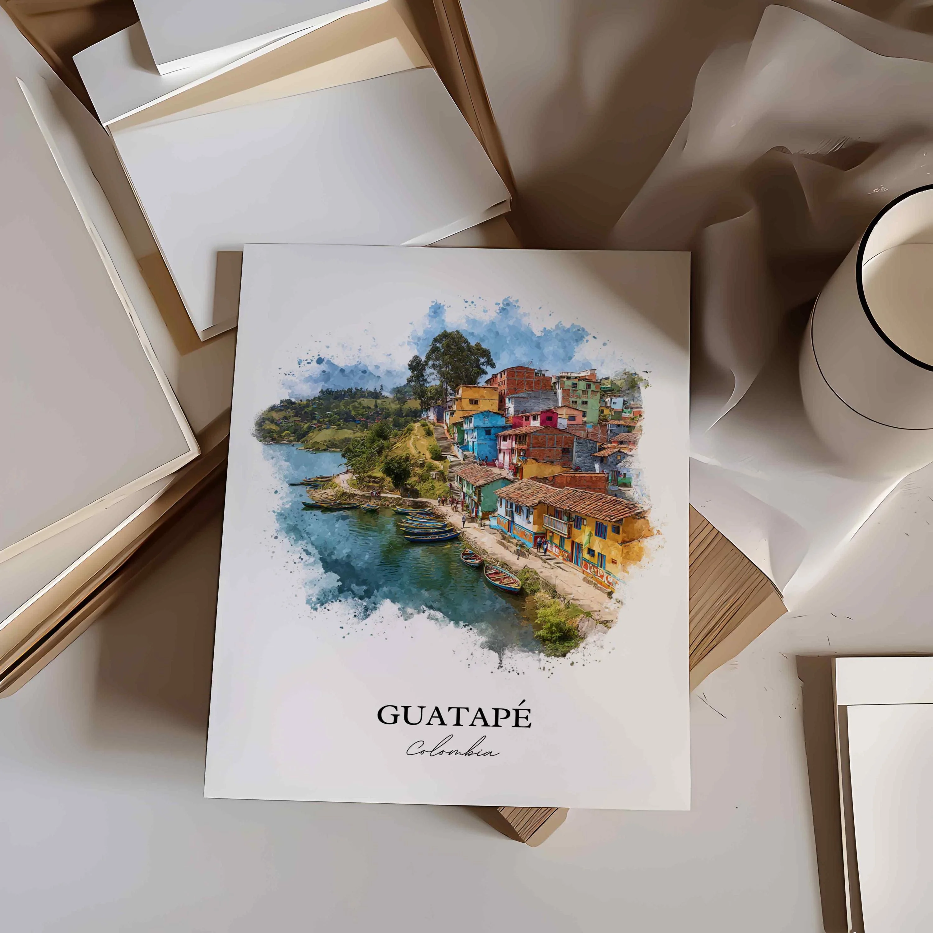 Guatapé, Colombia – Watercolor Art Print - Image 3