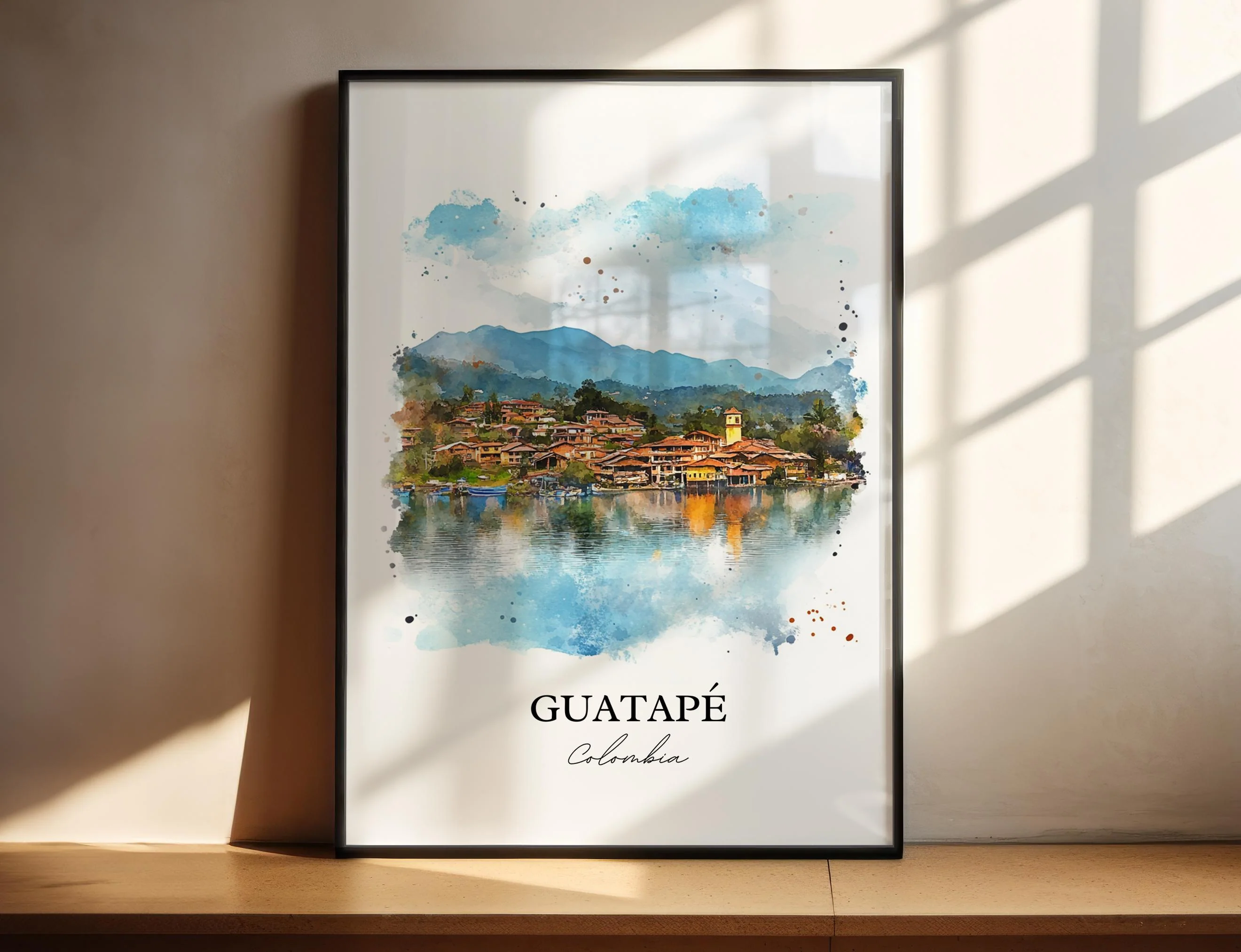 Guatapé, Colombia – Watercolor Art Print