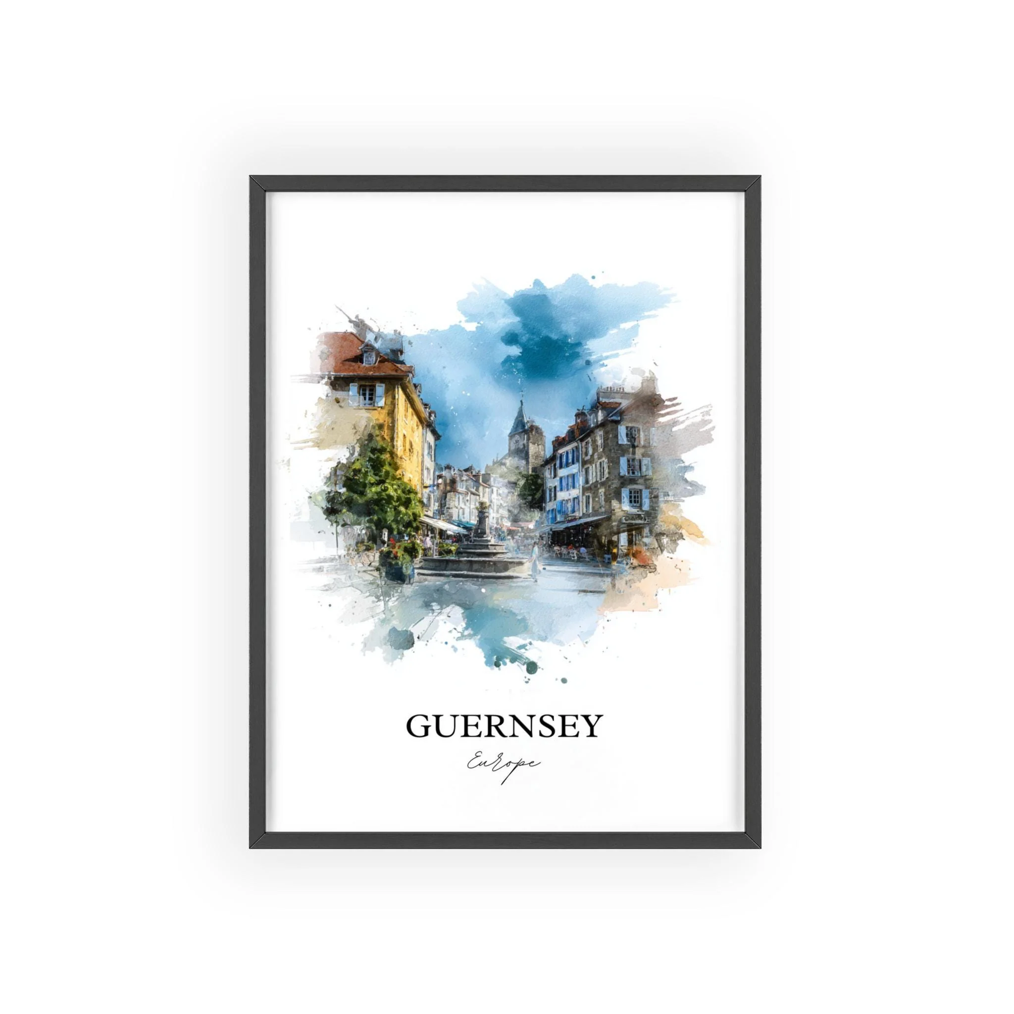 Guernsey, Channel Islands – Watercolor Art Print - Image 7