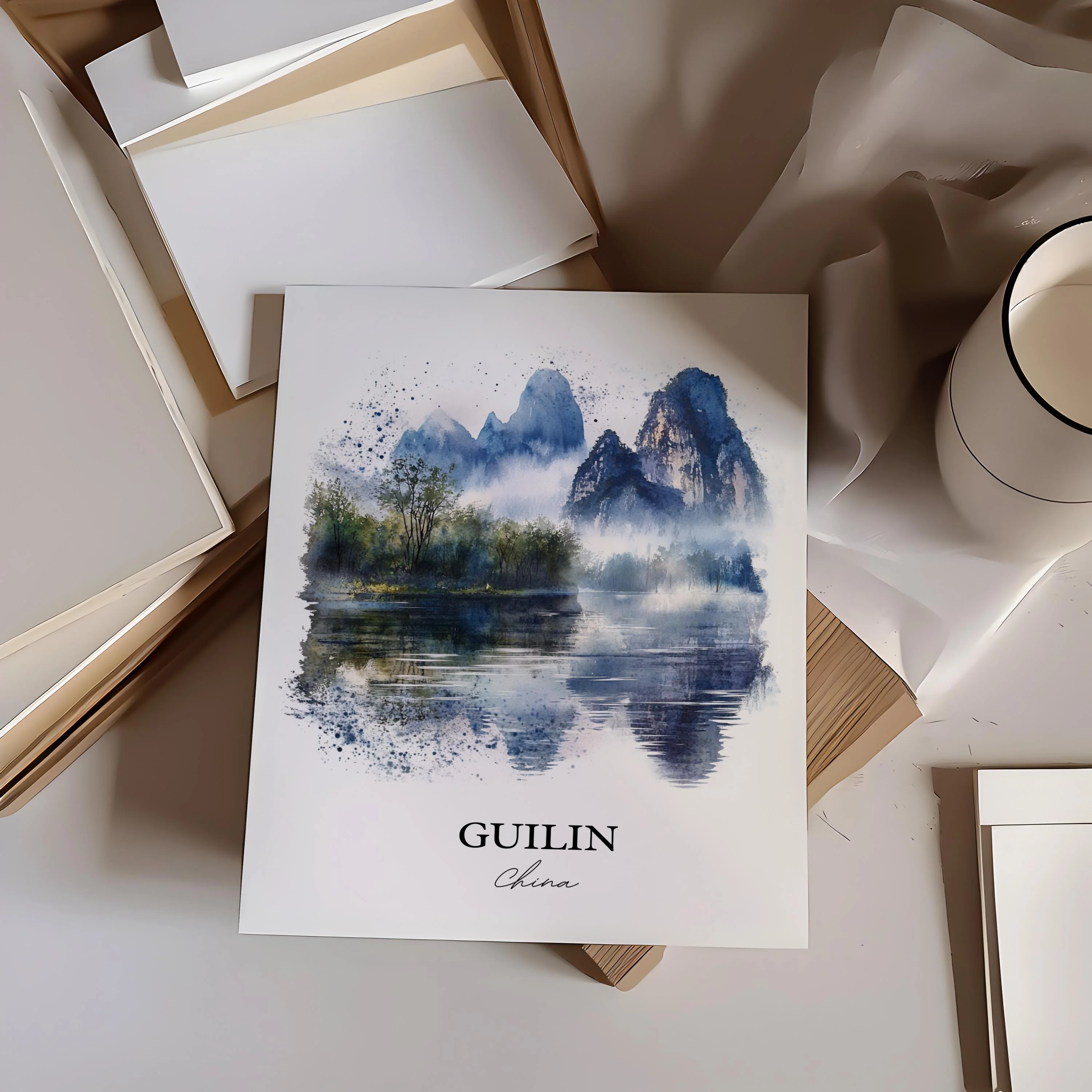 Guilin, China – Watercolor Art Print - Image 3
