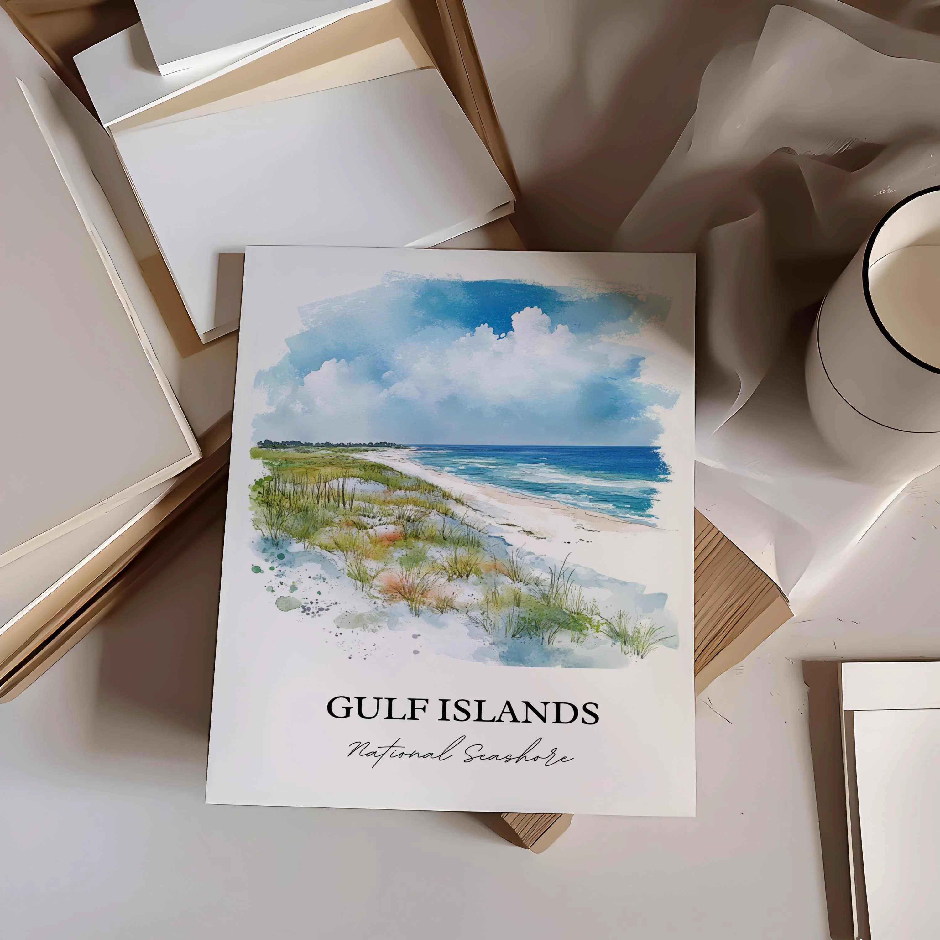 Gulf Islands, USA – Watercolor Art Print - Image 4