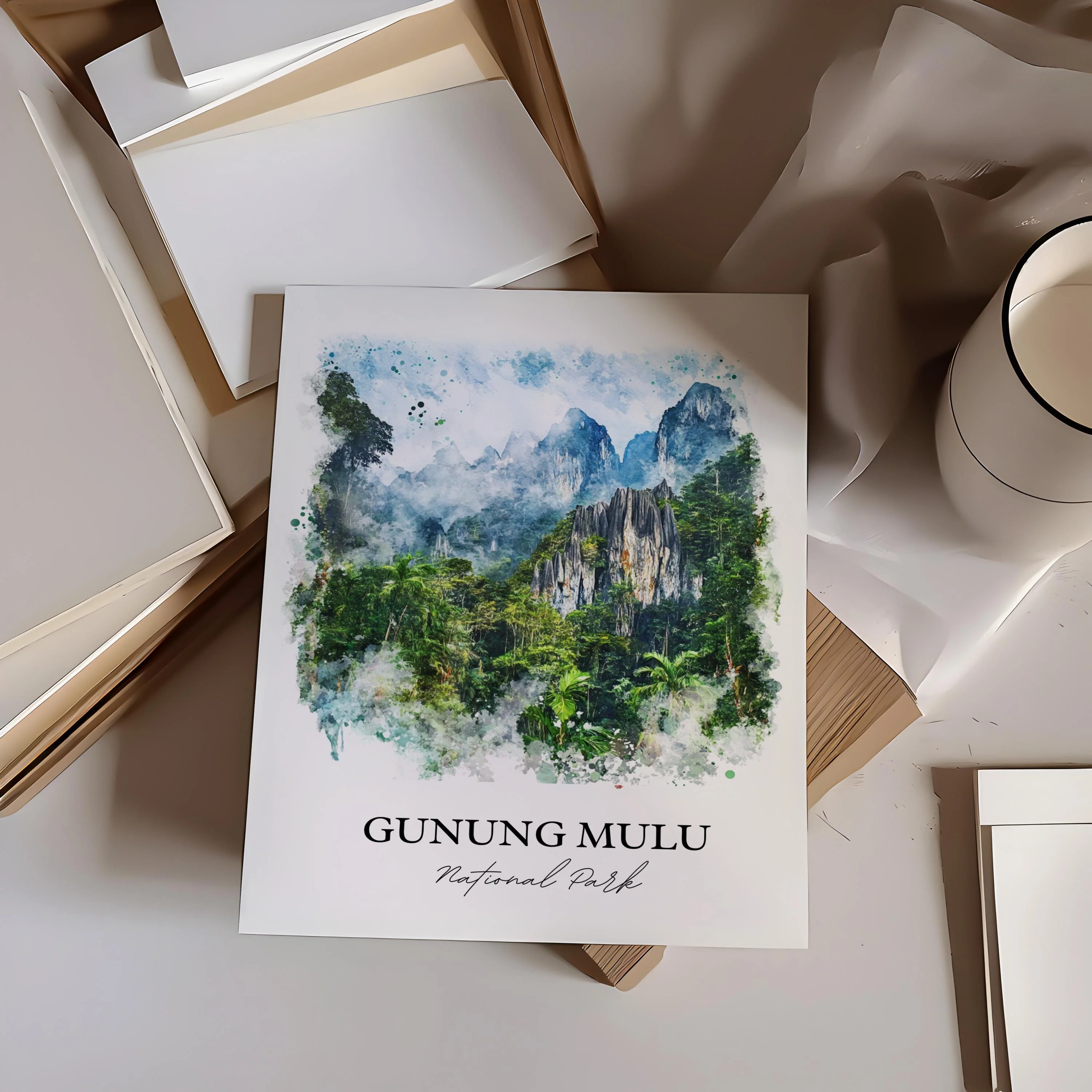 Gunung Mulu National Park, Malaysia – Watercolor Art Print - Image 4