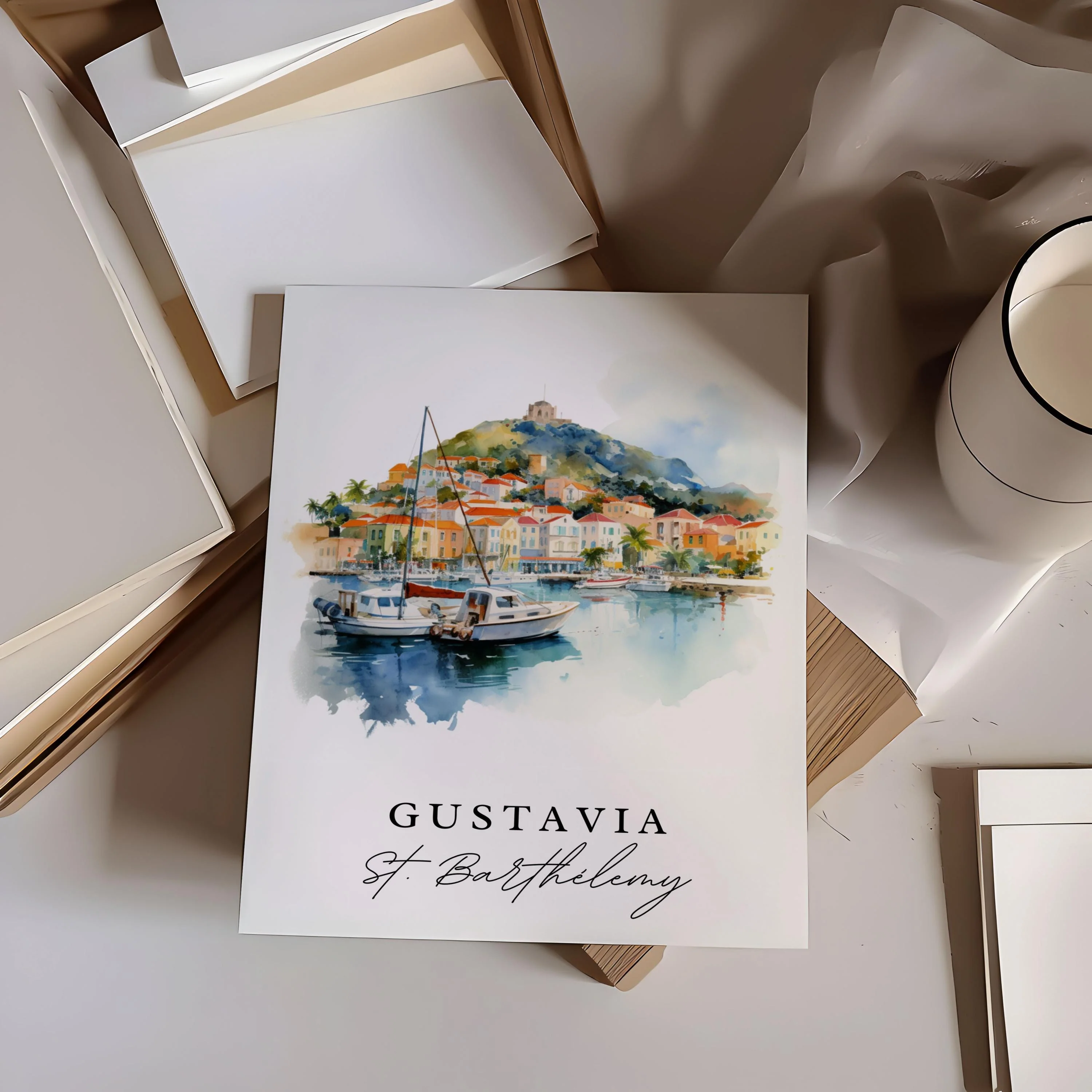 Gustavia, St. Barthélemy – Watercolor Art Print - Image 2