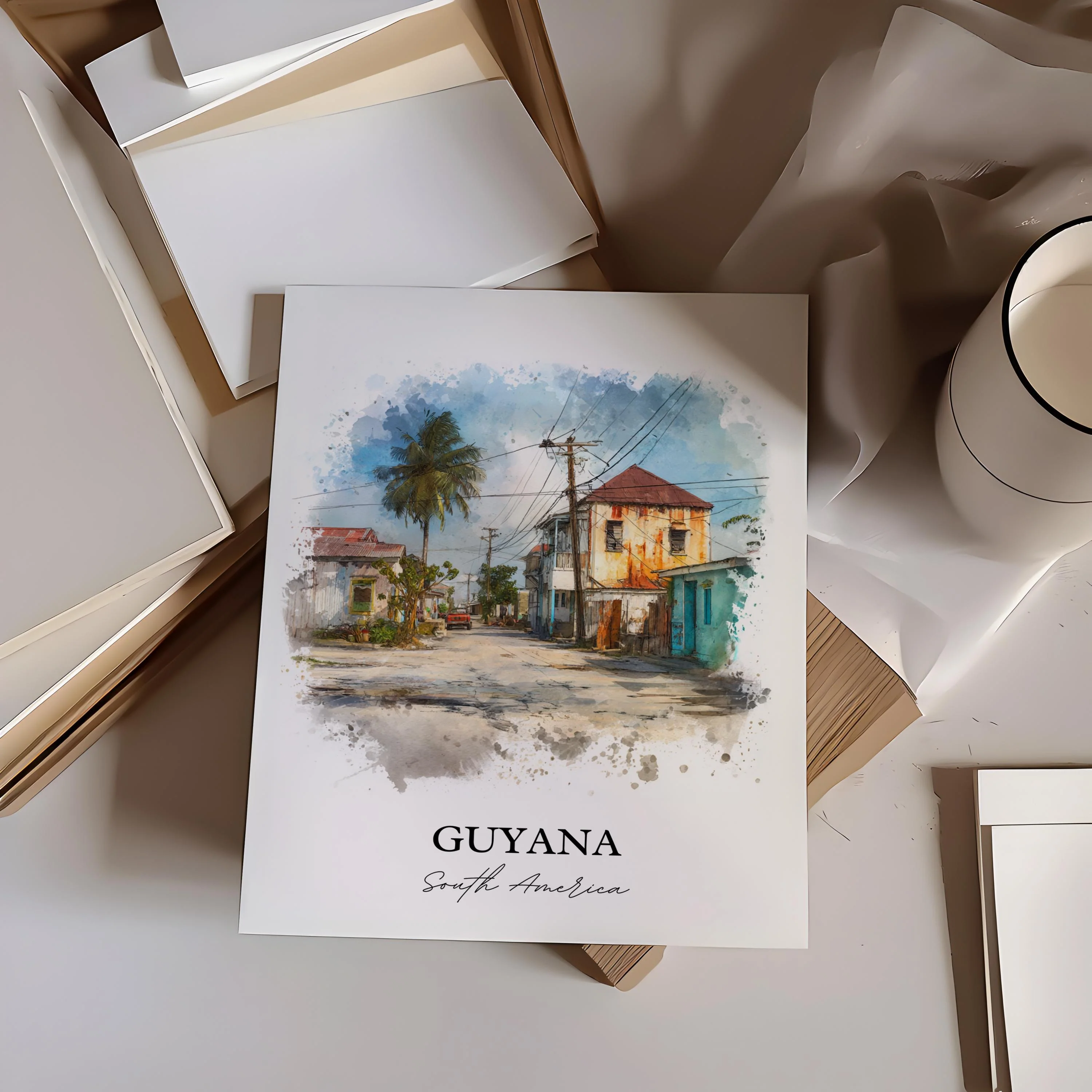 Guyana, Guyana – Watercolor Art Print - Image 6