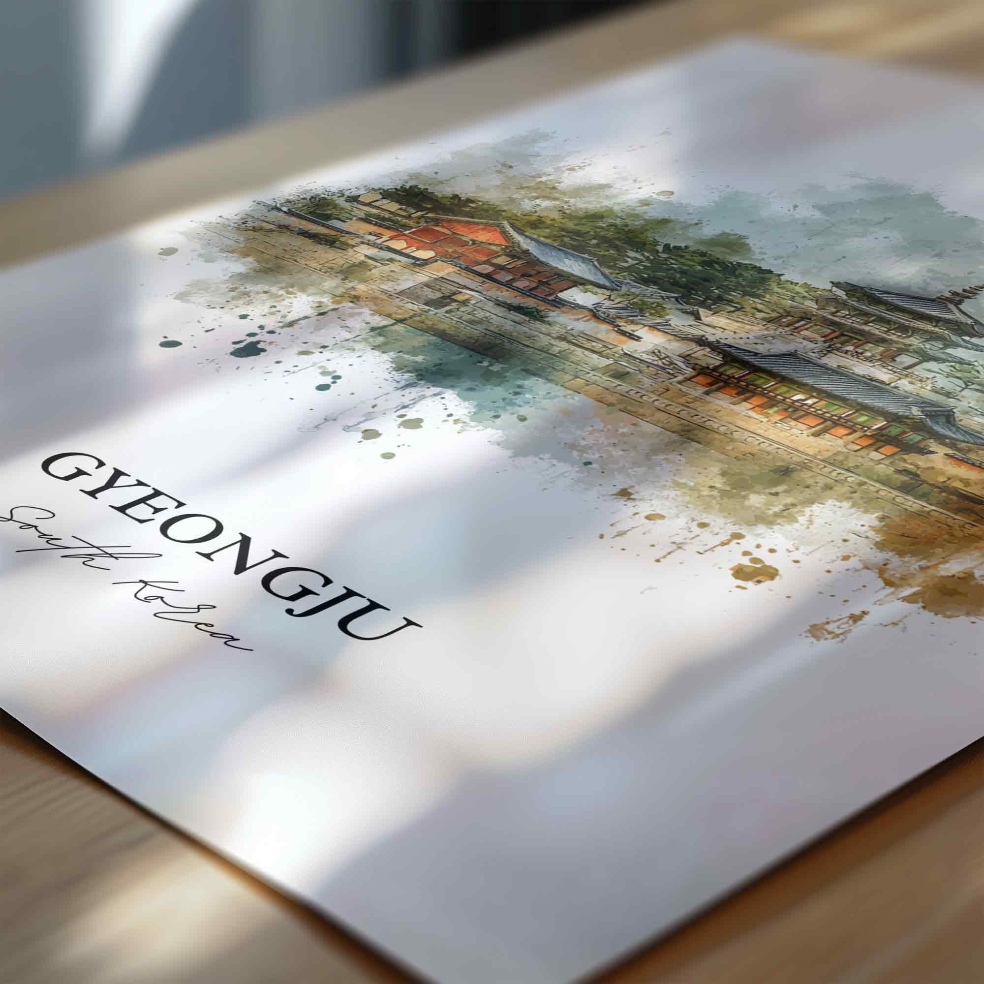 Gyeongju, South Korea – Watercolor Art Print - Image 2