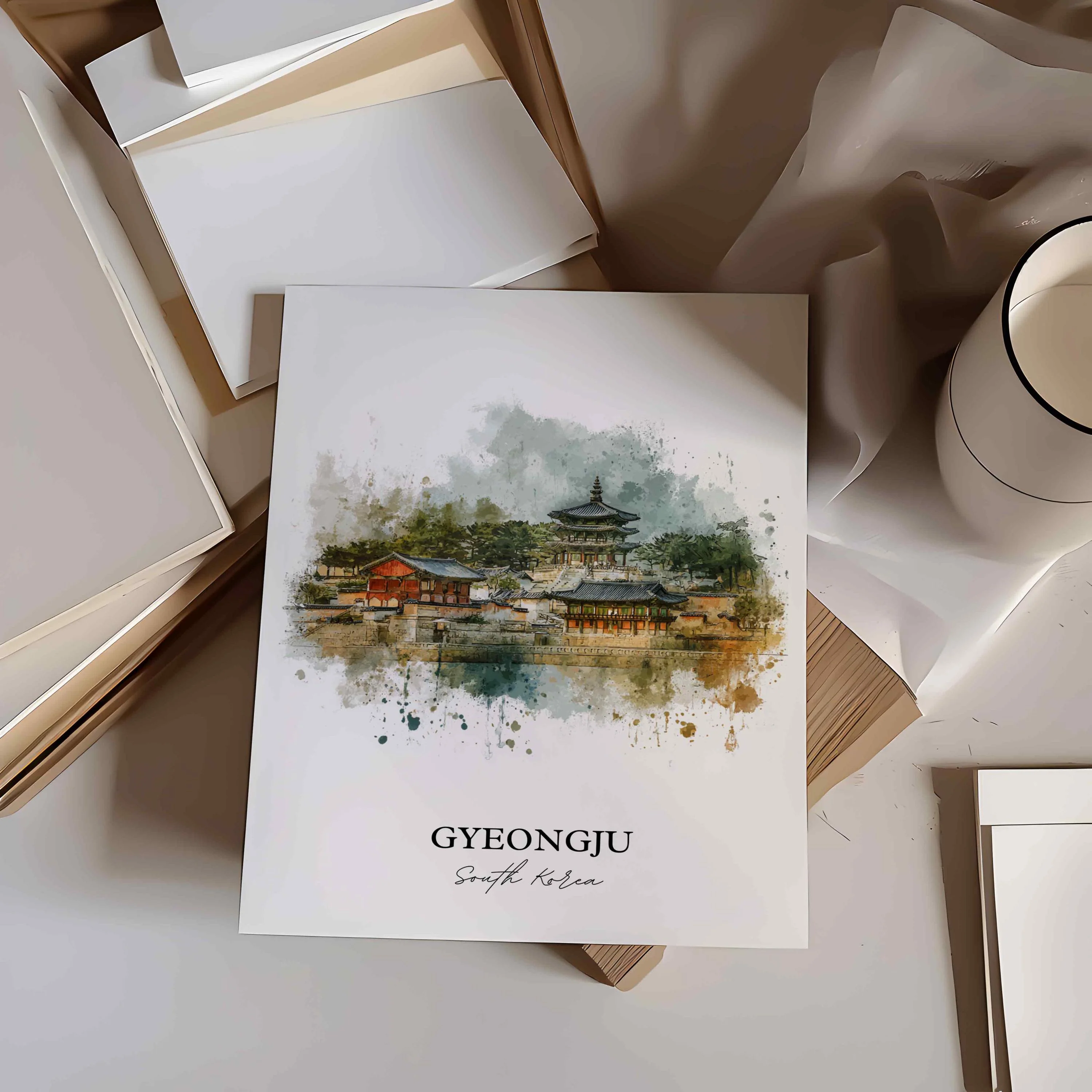 Gyeongju, South Korea – Watercolor Art Print - Image 8