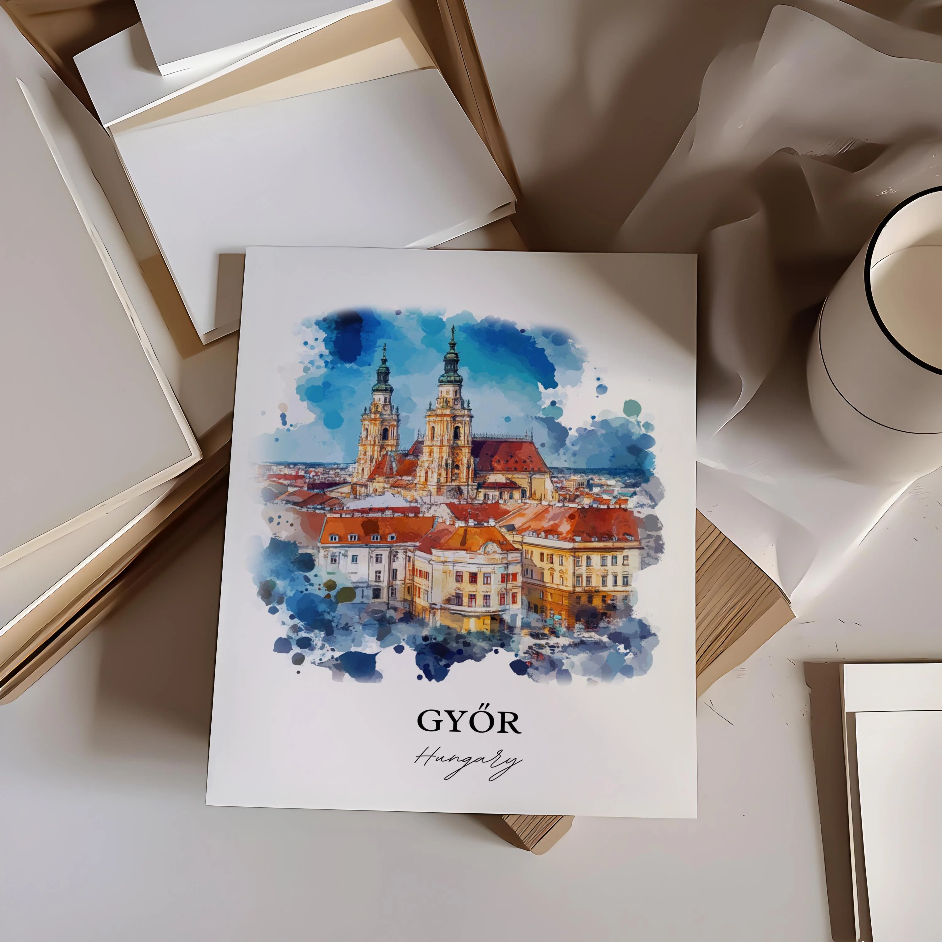 Gyor, Hungary – Watercolor Art Print - Image 3