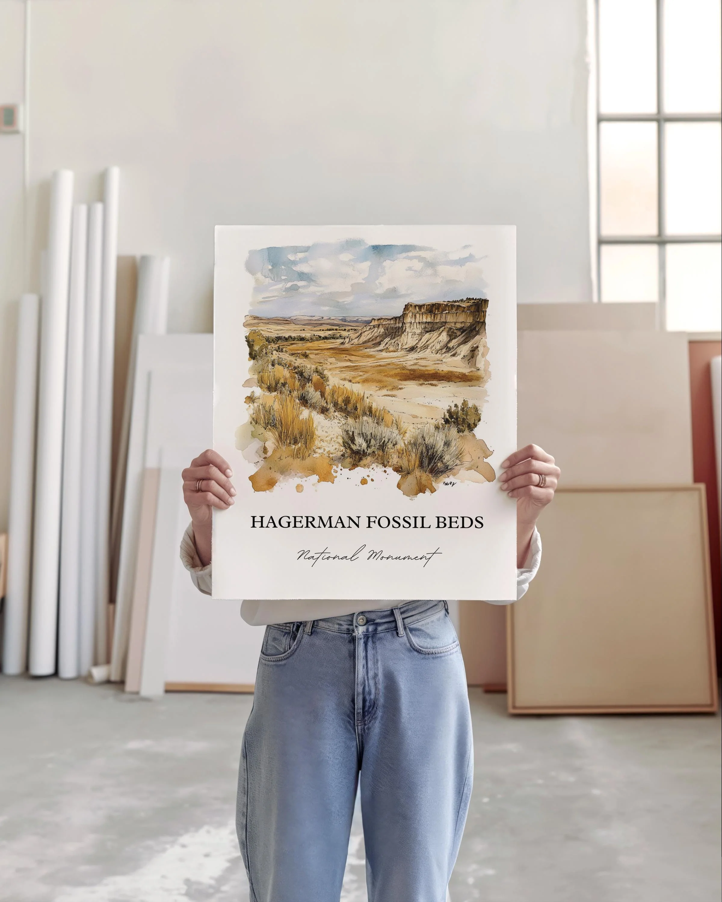 Hagerman Fossil Beds, Idaho, Idaho – Watercolor Art Print - Image 4