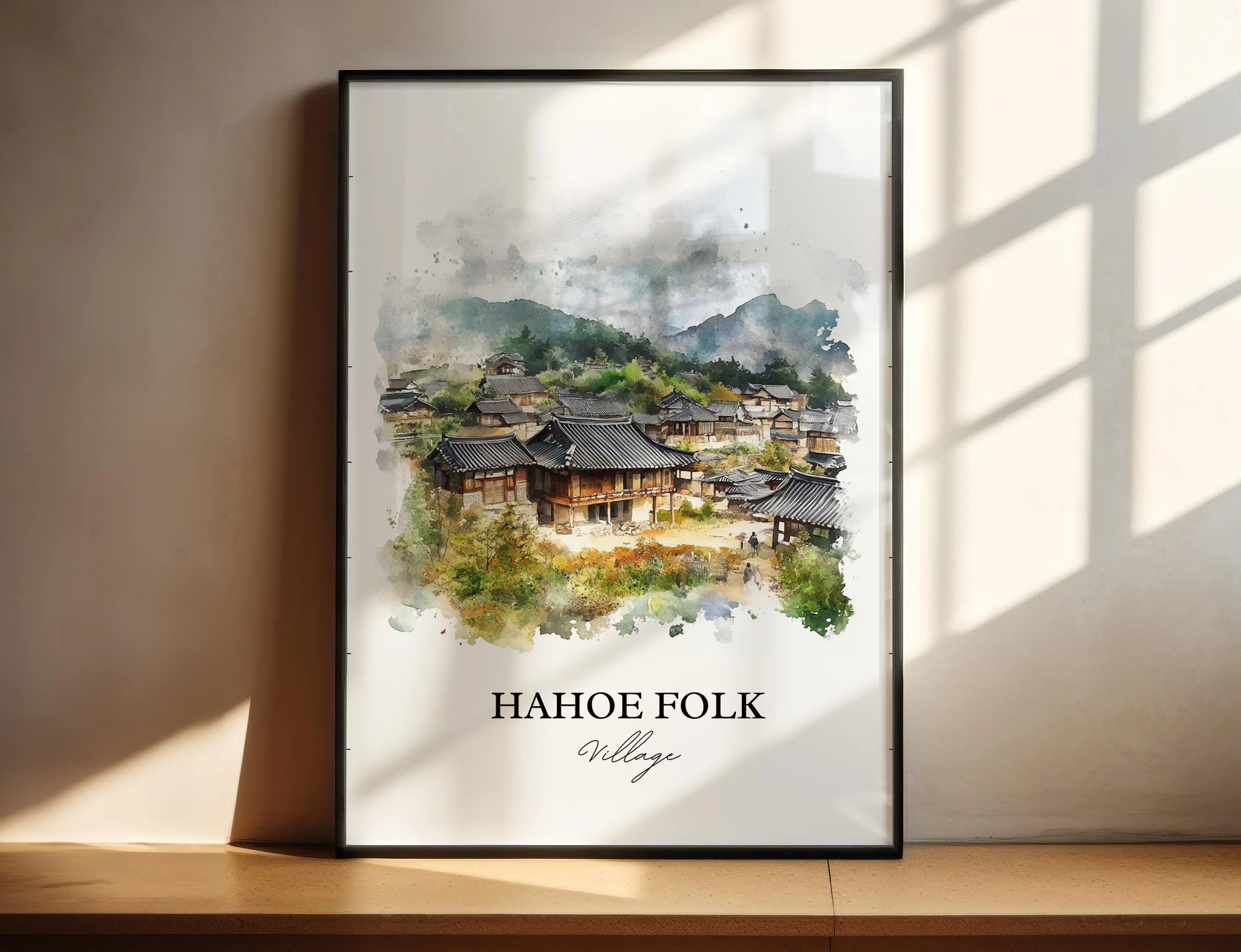Hahoe Folk Village, South Korea – Watercolor Art Print