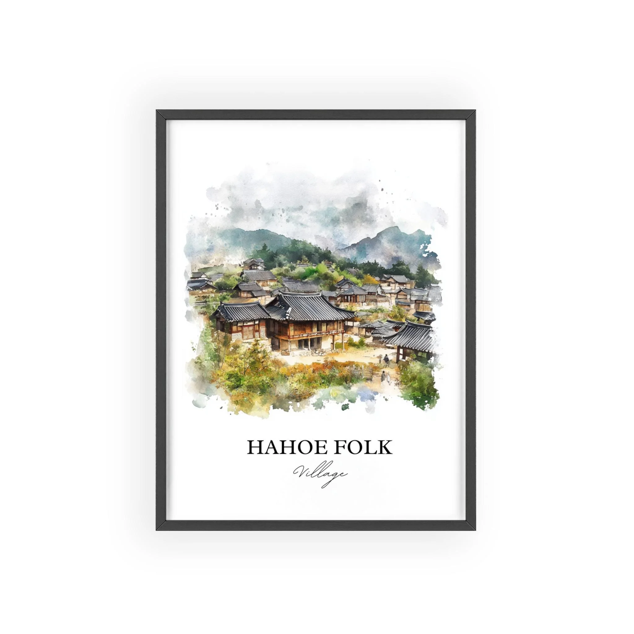 Hahoe Folk Village, South Korea – Watercolor Art Print - Image 7
