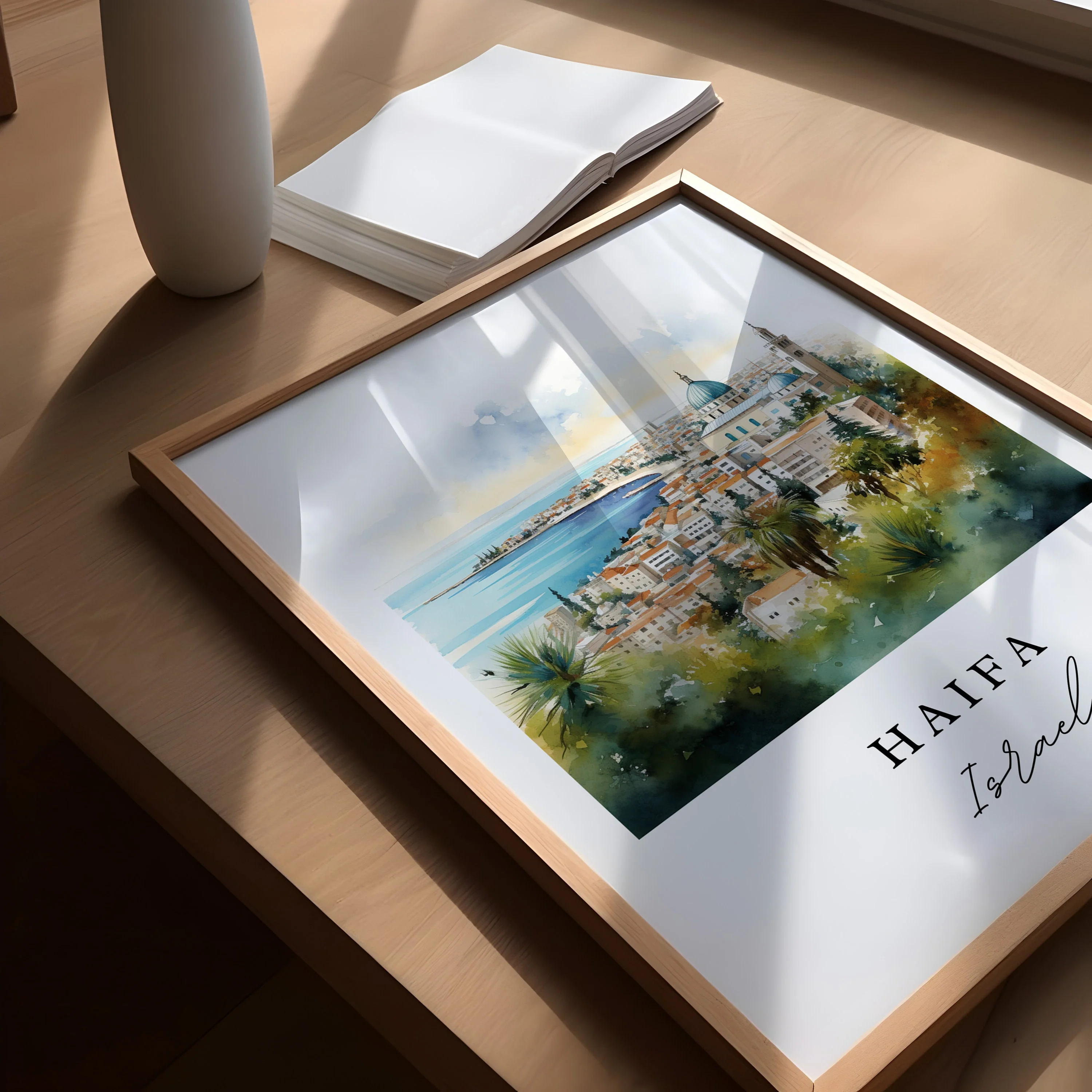 Haifa, Israel – Watercolor Art Print - Image 3